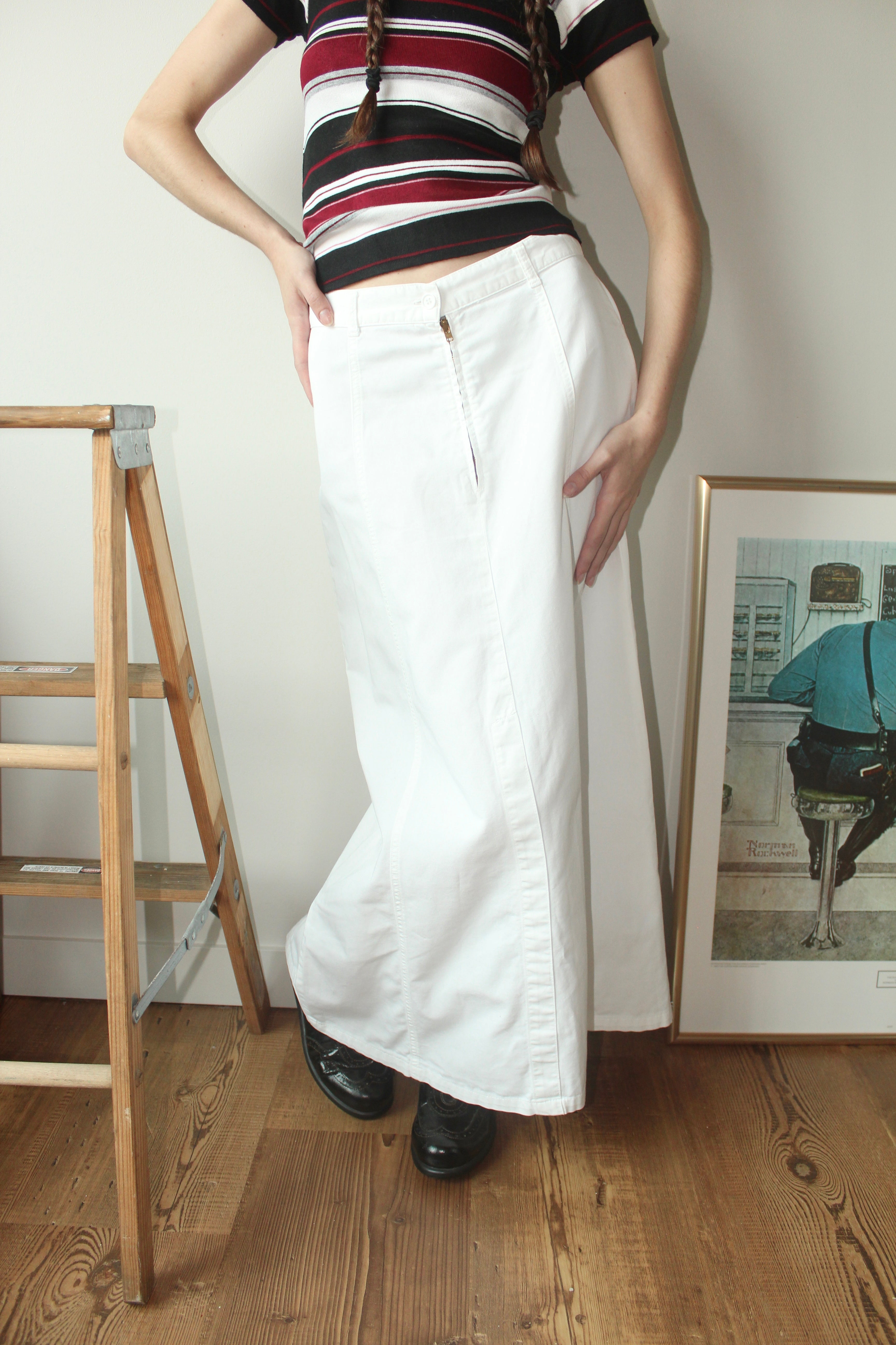 Vintage Ivory Cargo Midi Skirt (M)