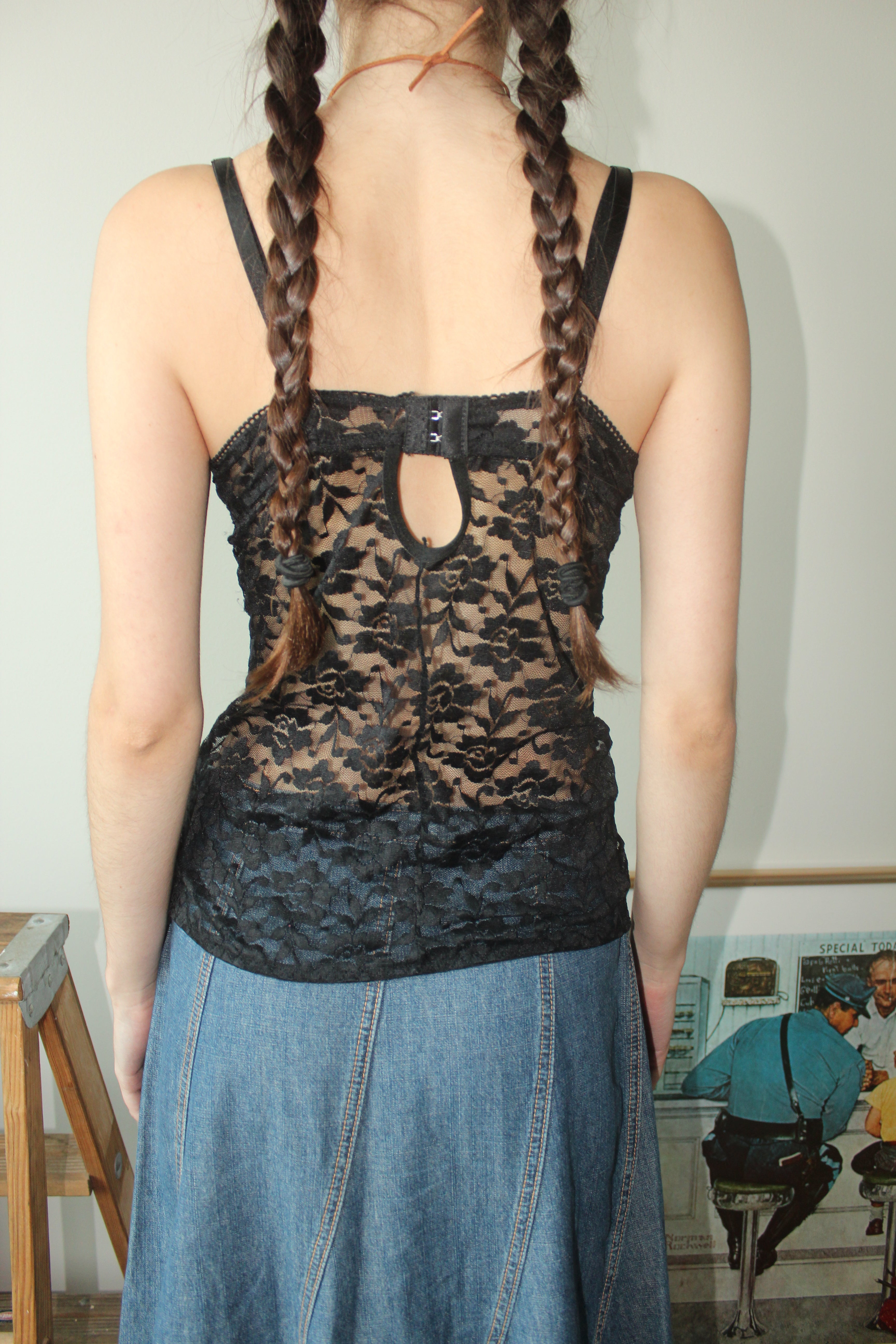 Vintage 90s Lace Up Sheer Bustier (S)
