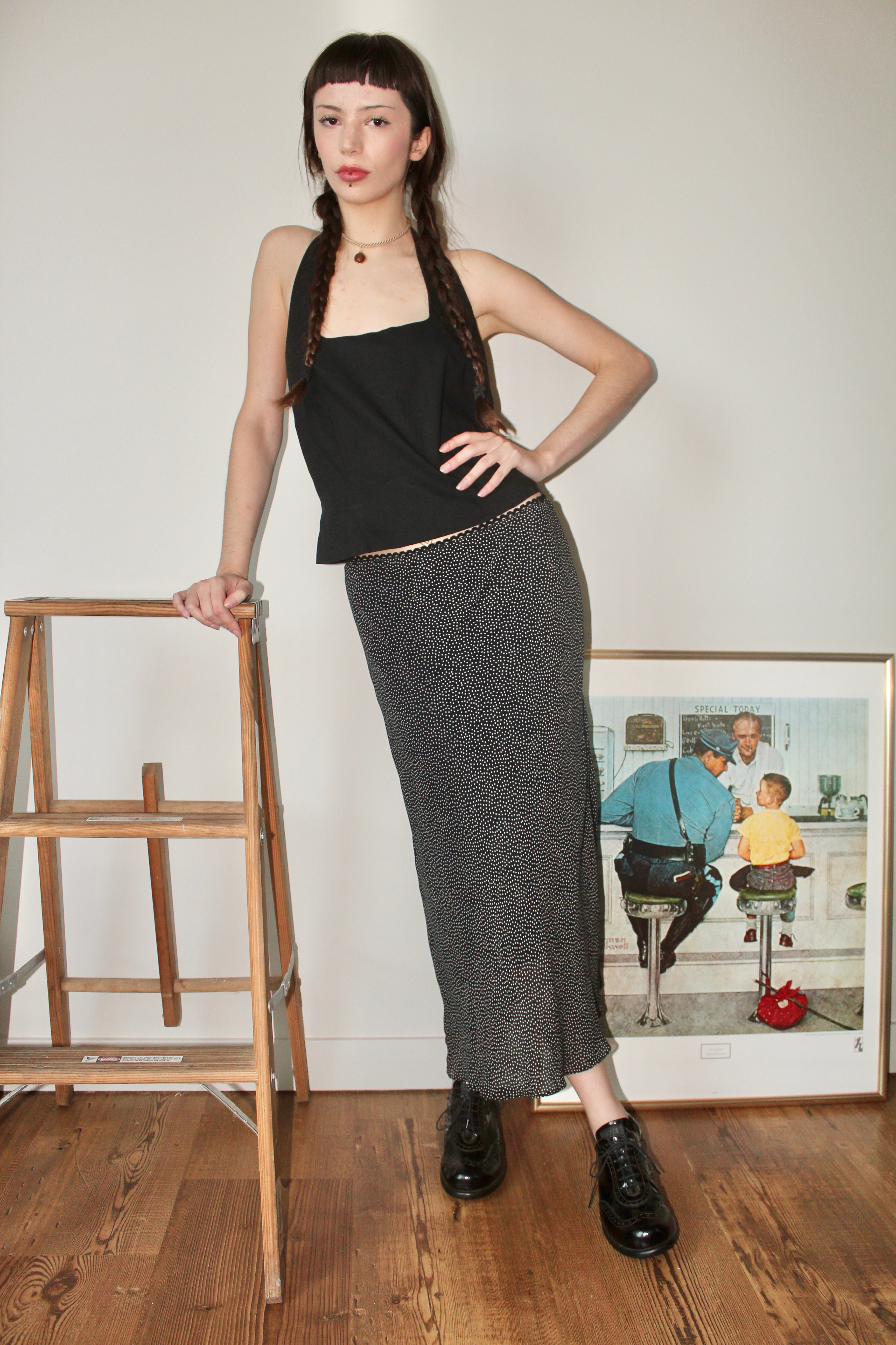 Vintage 90s Dotted Midi Skirt (S)