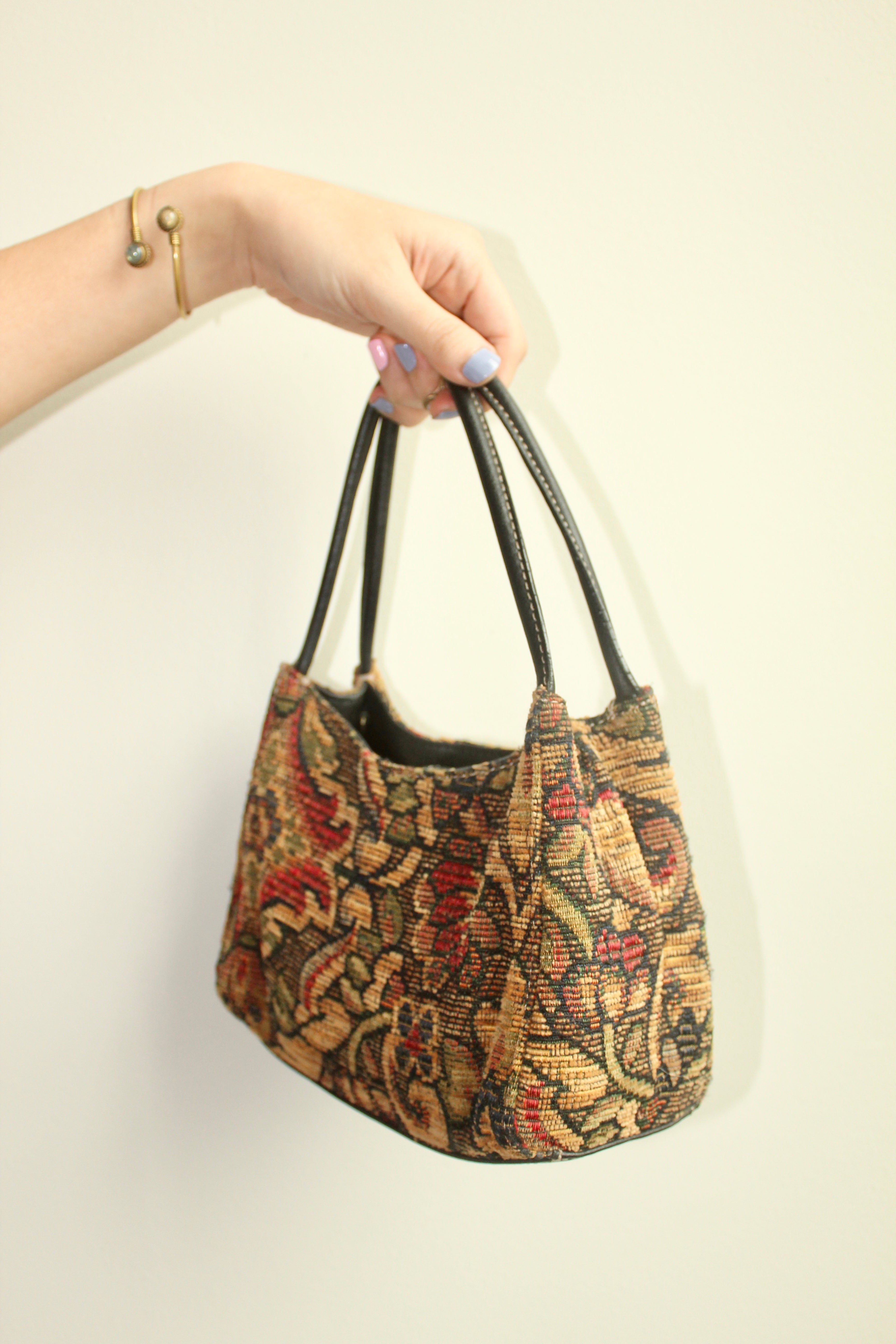 Vintage 90s Floral Woven Fossil Purse