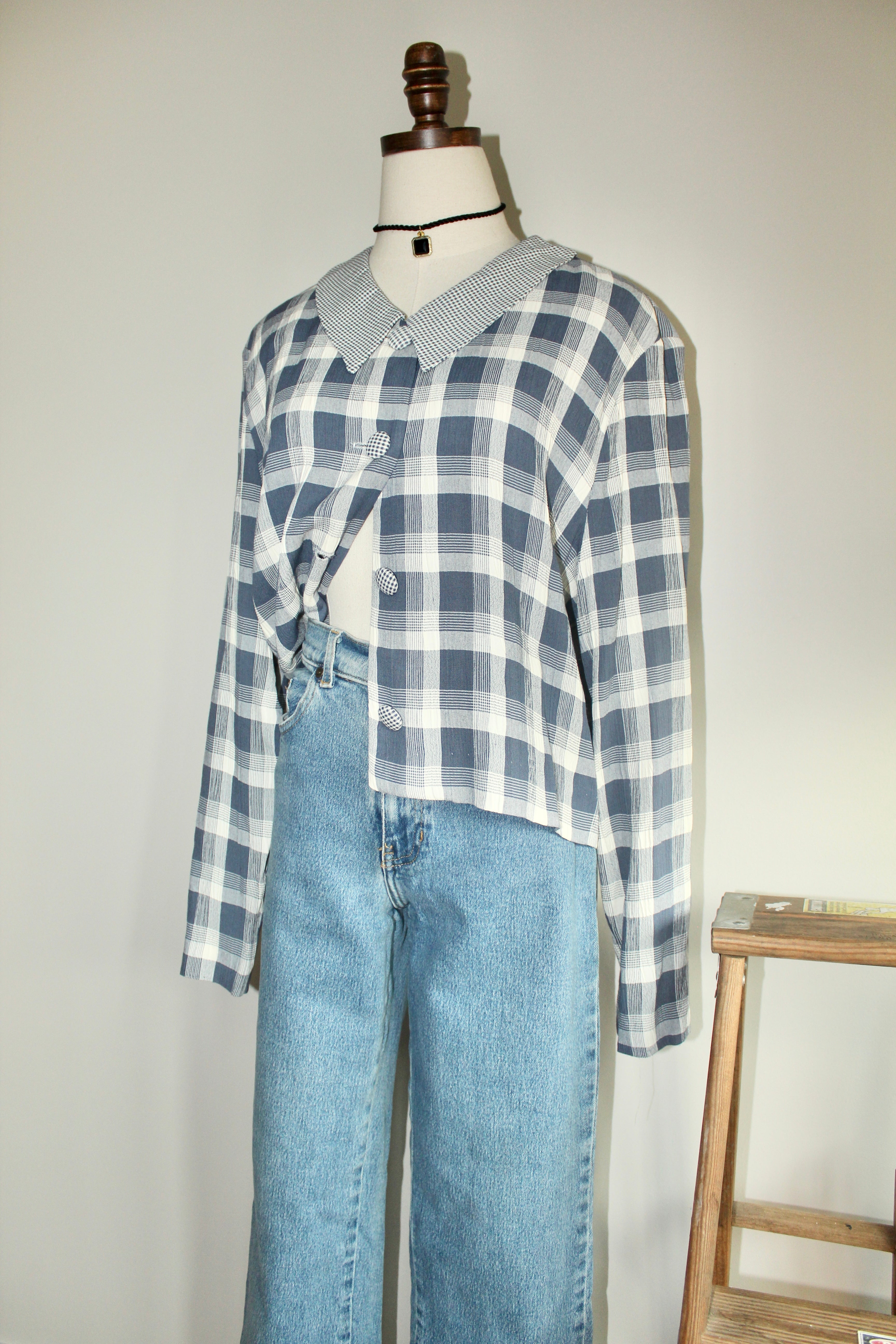 Vintage 90s Checkered Button Up (M)