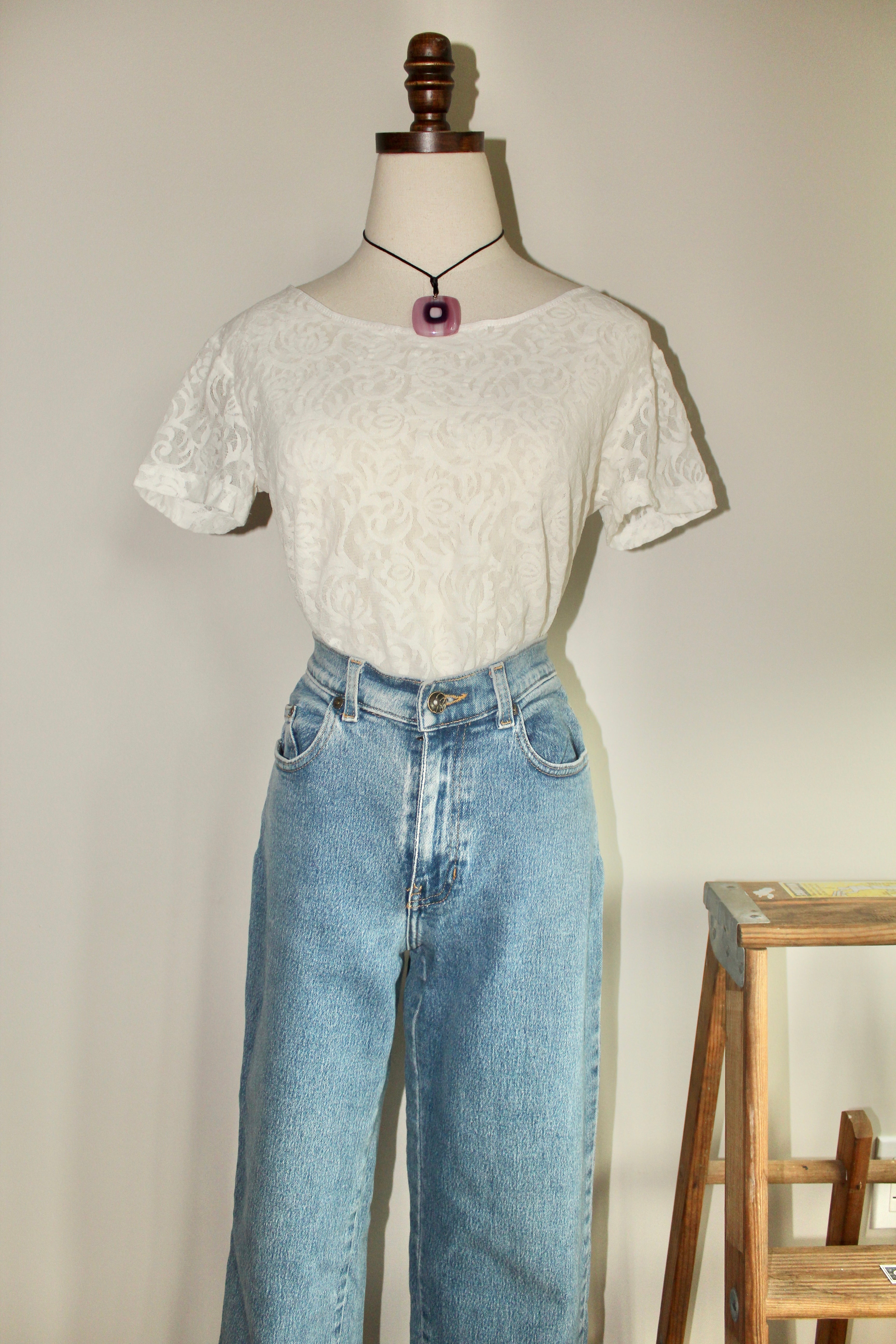 Vintage 90s Dainty Lace Tee (M)