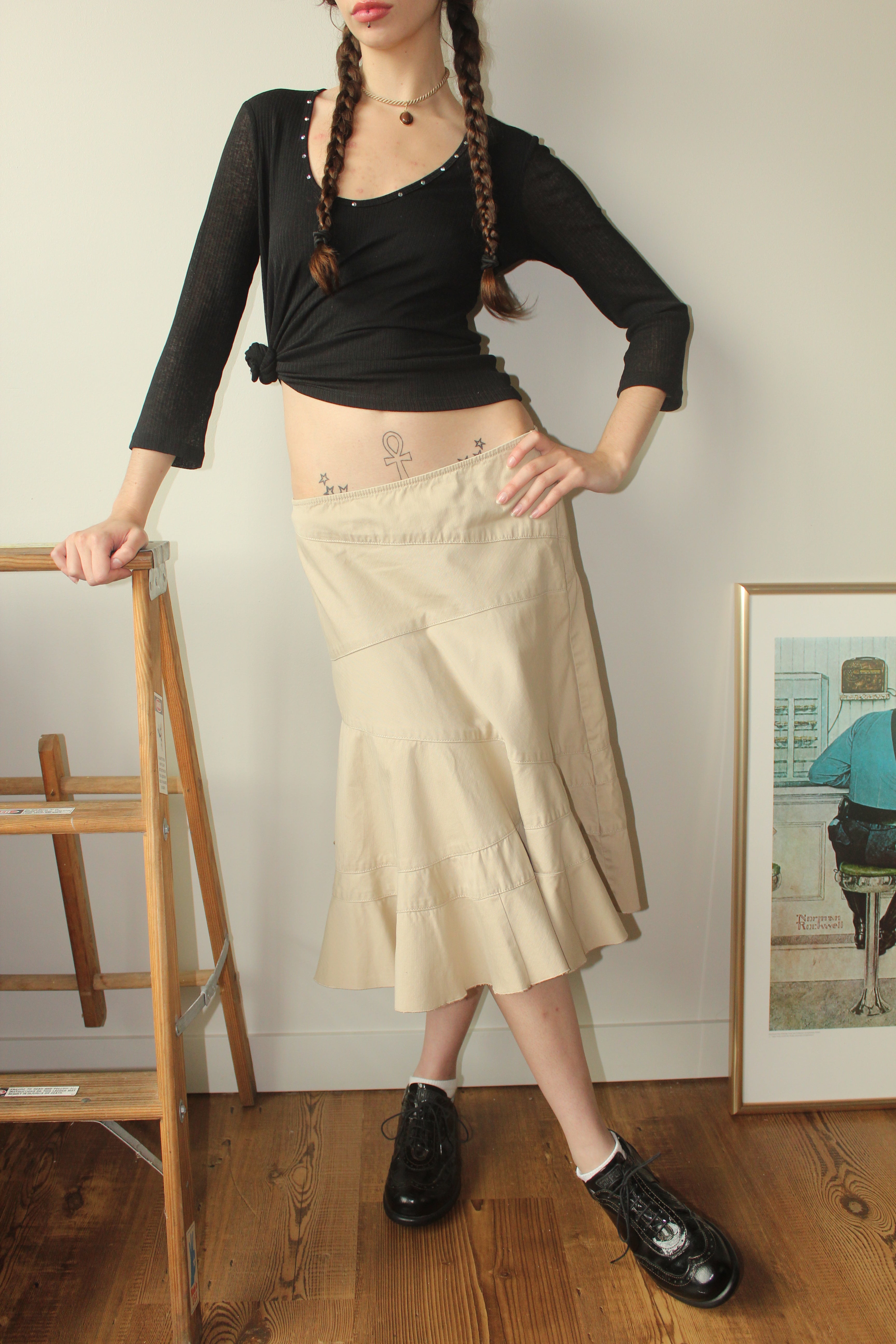 Vintage 90s DNKY Low Waist Midi Skirt (M)