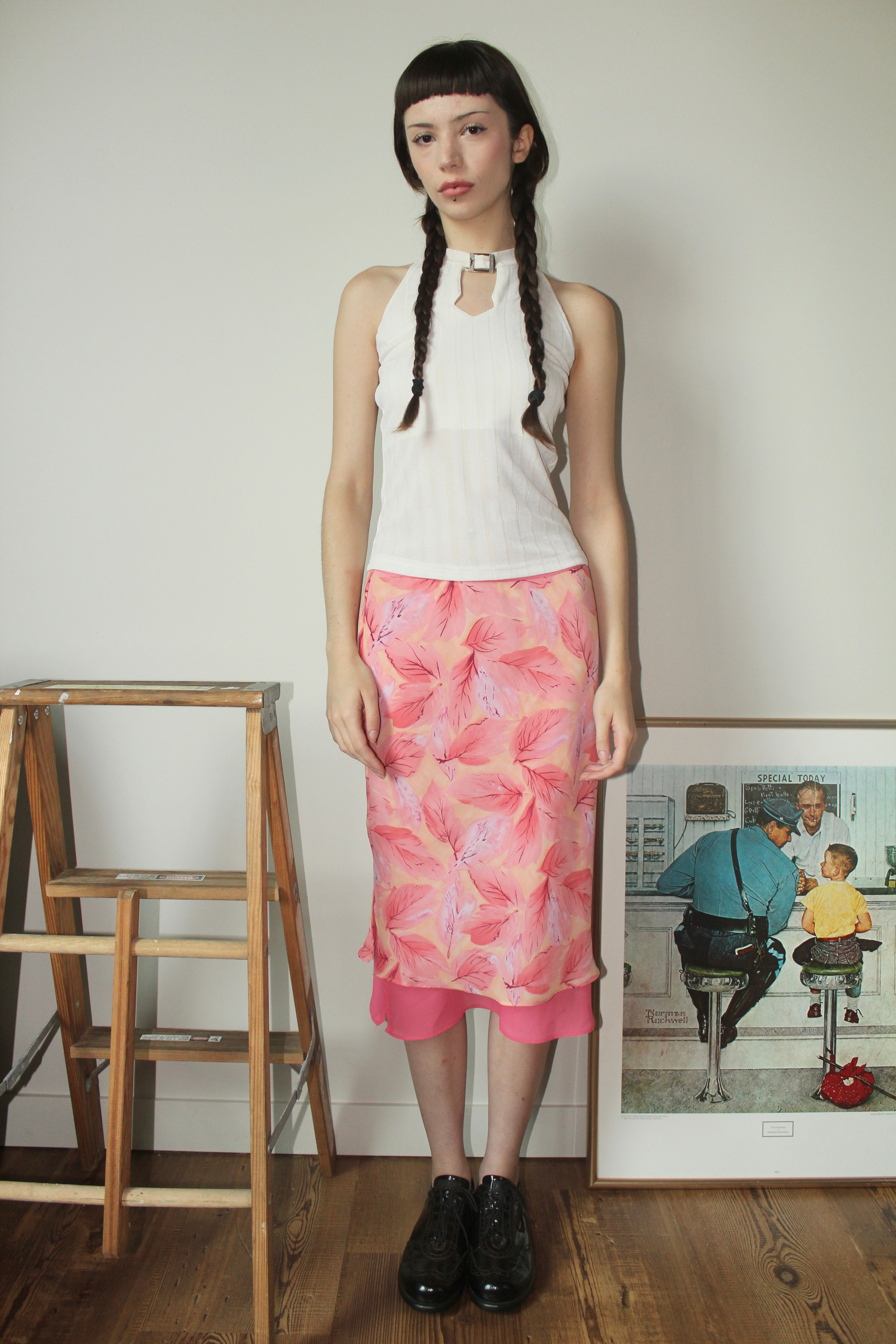 Vintage 90s Layered Leaf Midi Skirt (S)