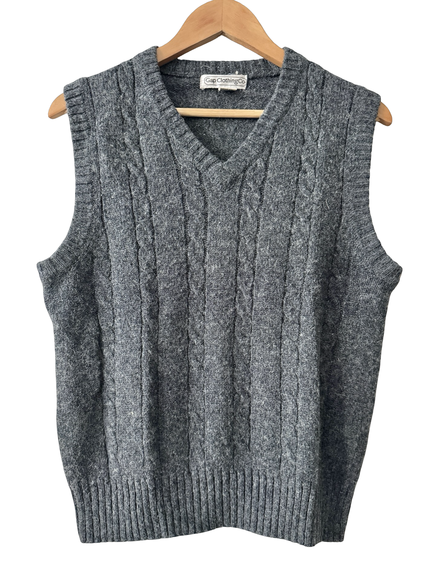 Vintage 90s Charcoal Cable Knit Sweater Vest (M)