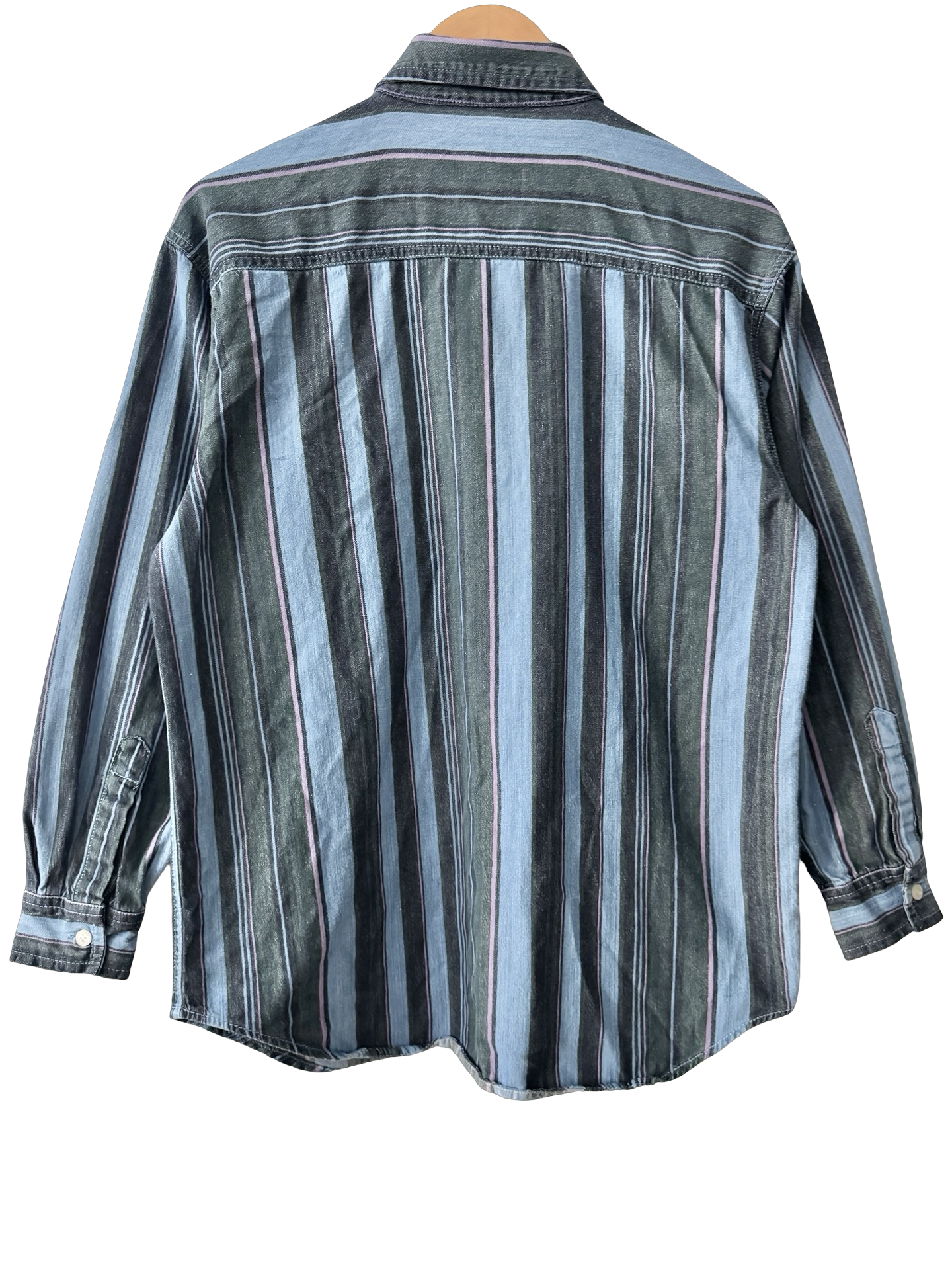 Vintage 90s Blue Hour Striped Denim Button Up (M)
