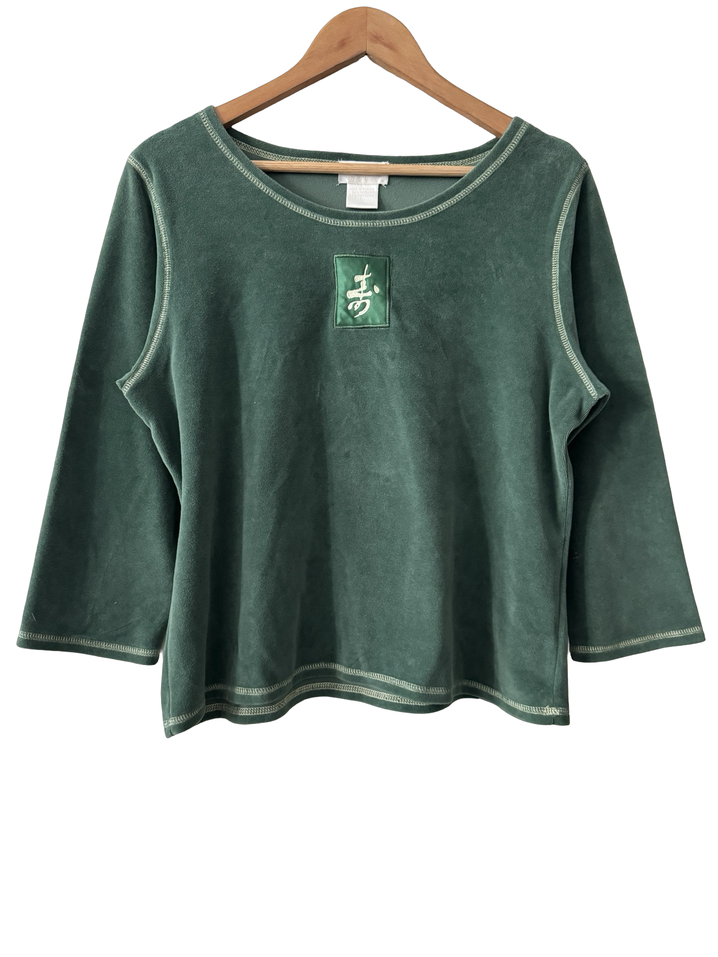 Vintage 90s Forest Sprite Contrast Stitch Top (L)