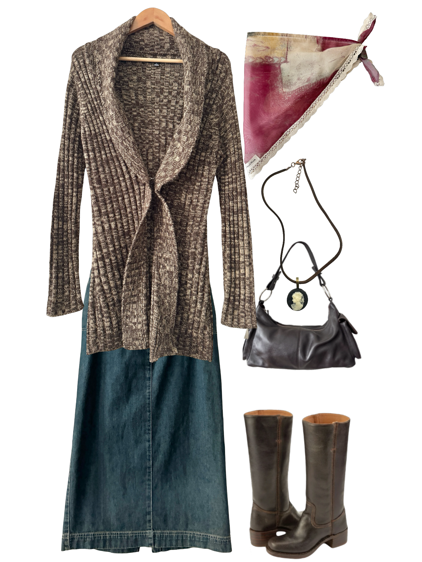 Vintage Y2K Coffee Shop Marled Knit Cardigan (M)
