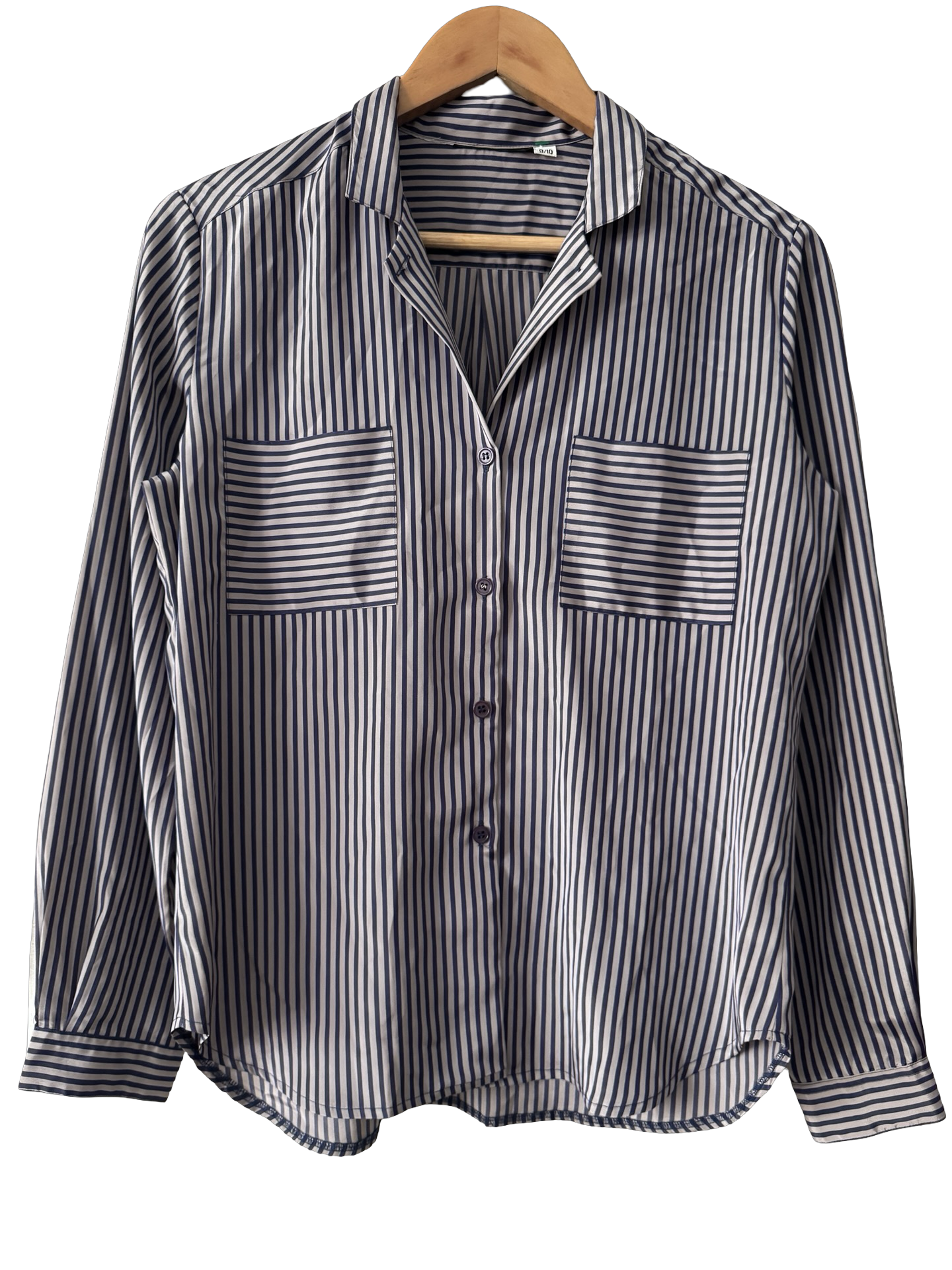 Vintage 90s Blue Hour Pinstripe Button Up Blouse (M)