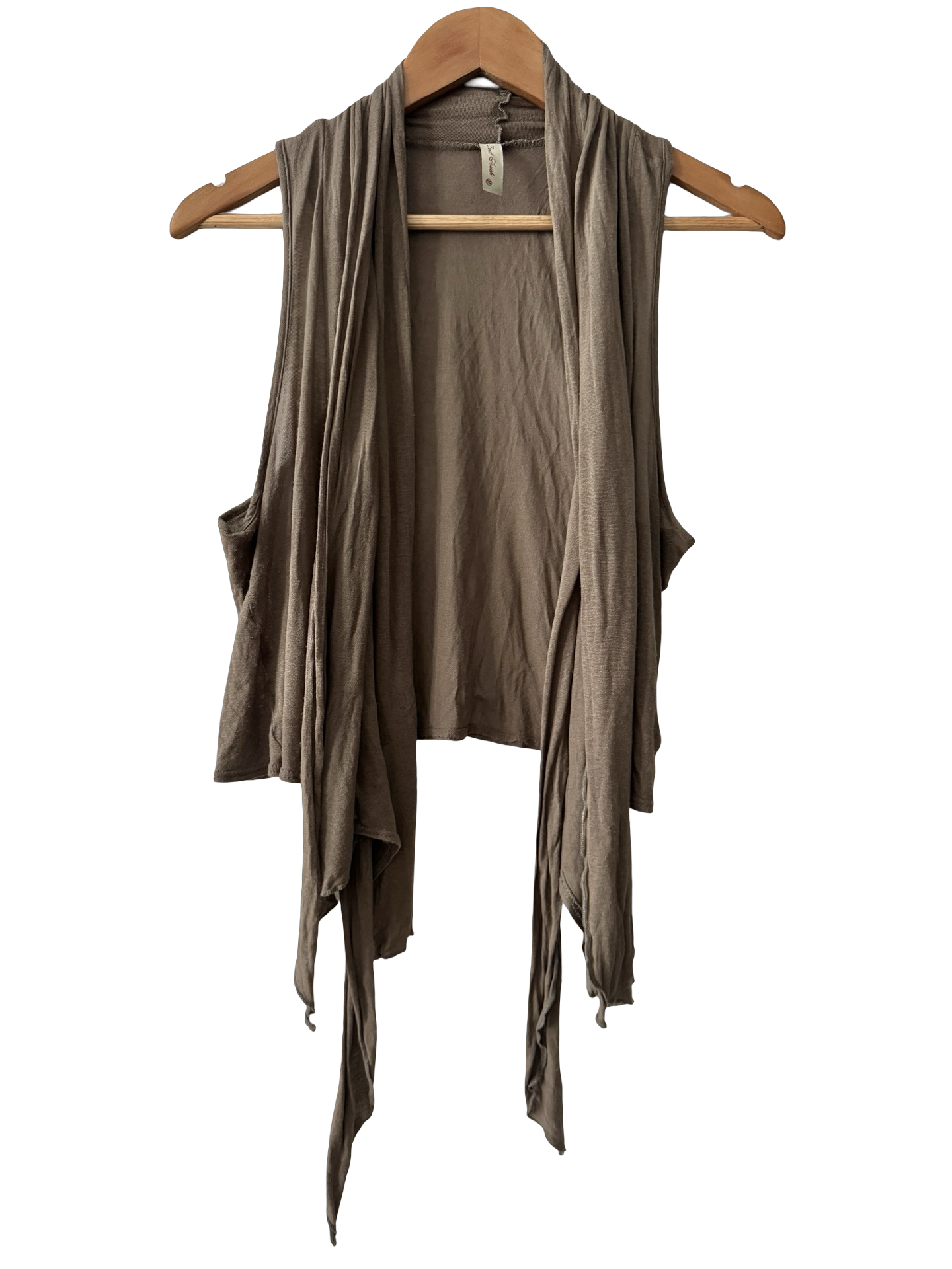 Vintage Y2K Mocha Muse Draped Tie Front Vest (S/M)