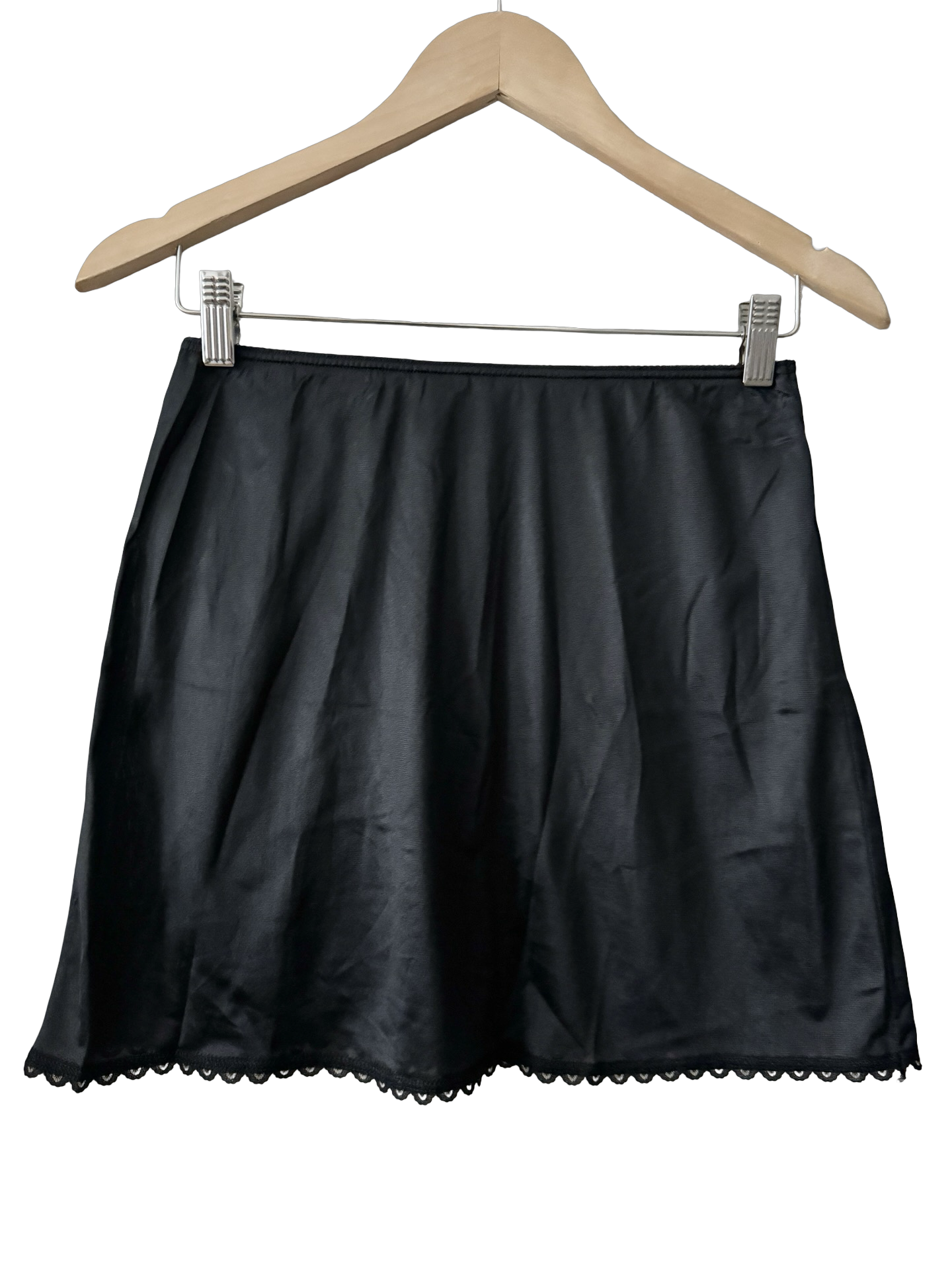 Vintage 60s Midnight Romance Lace Trim Mini Skirt (XS/S)