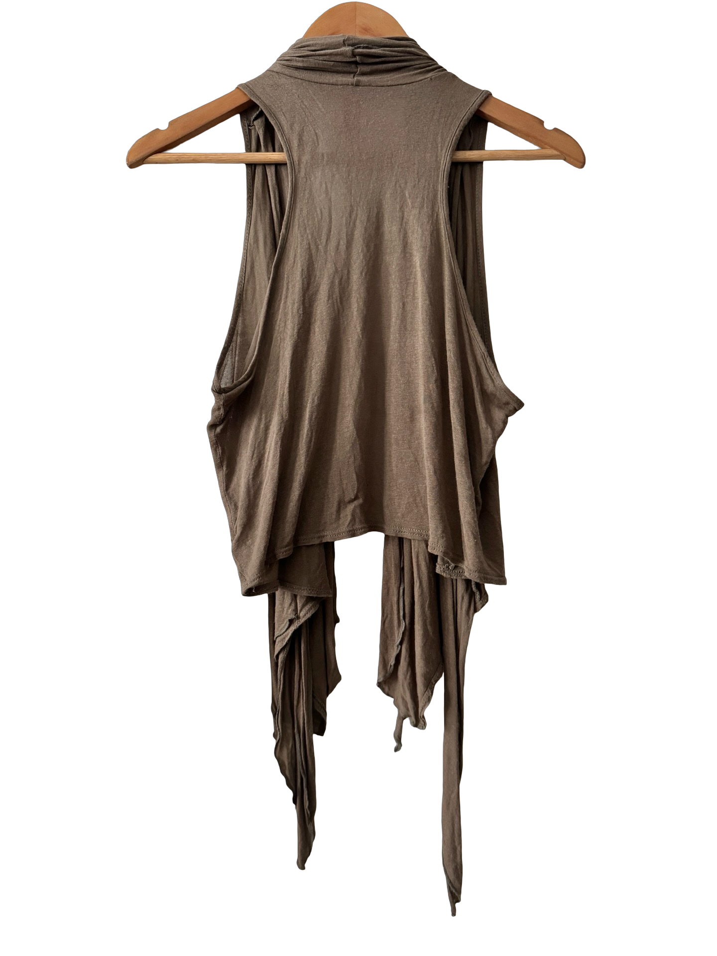 Vintage Y2K Mocha Muse Draped Tie Front Vest (S/M)