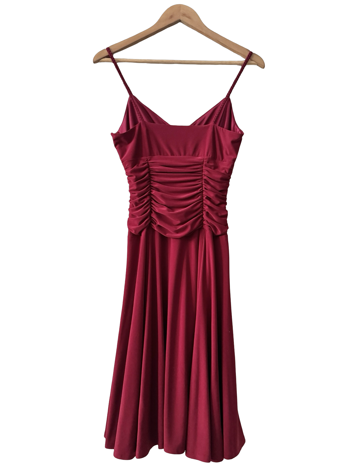 Vintage Y2K Cherry Kiss Ruched Midi Dress (S/M)