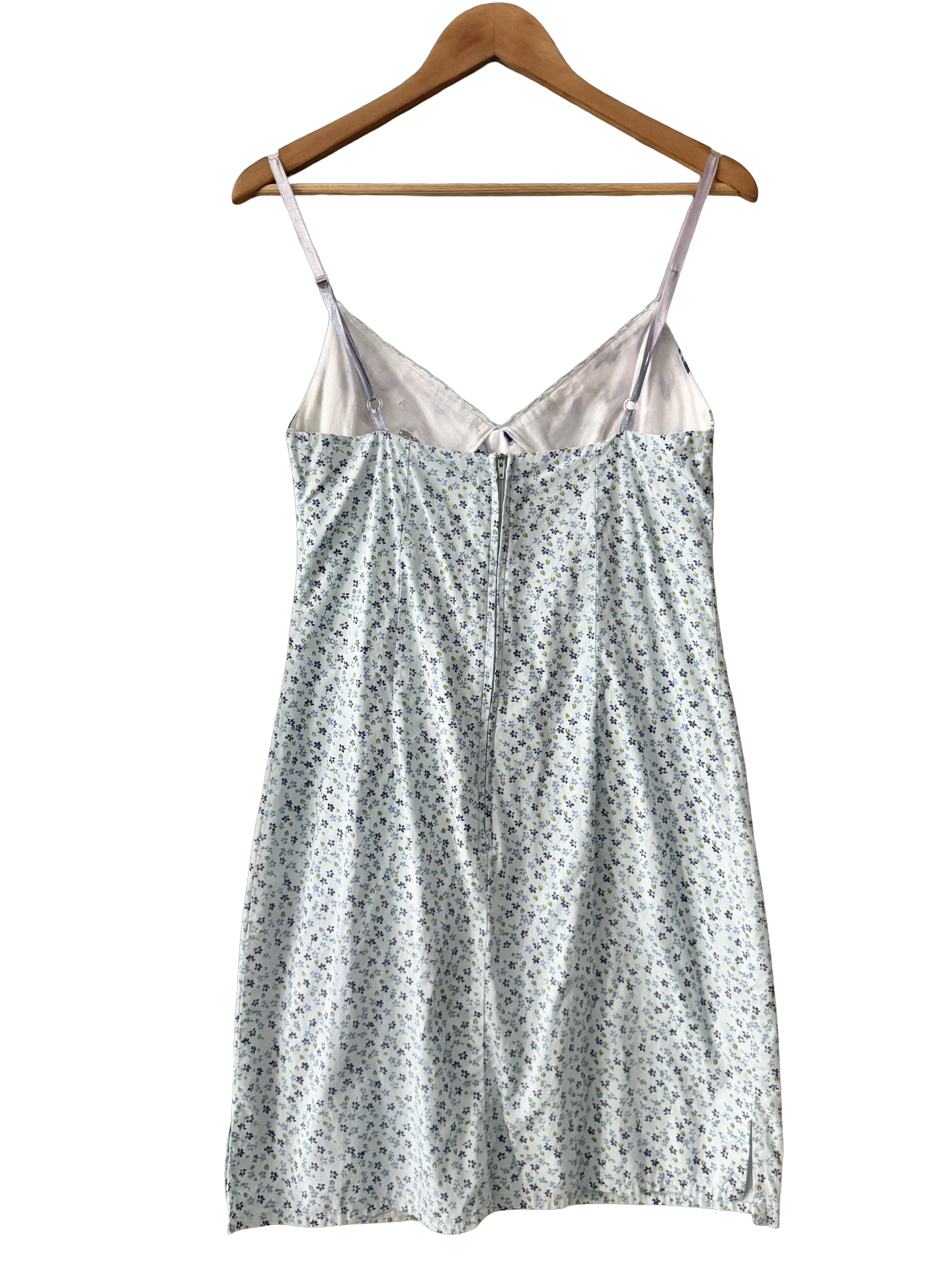 Vintage Y2K Bluebell Cottage Floral Mini Dress (M)