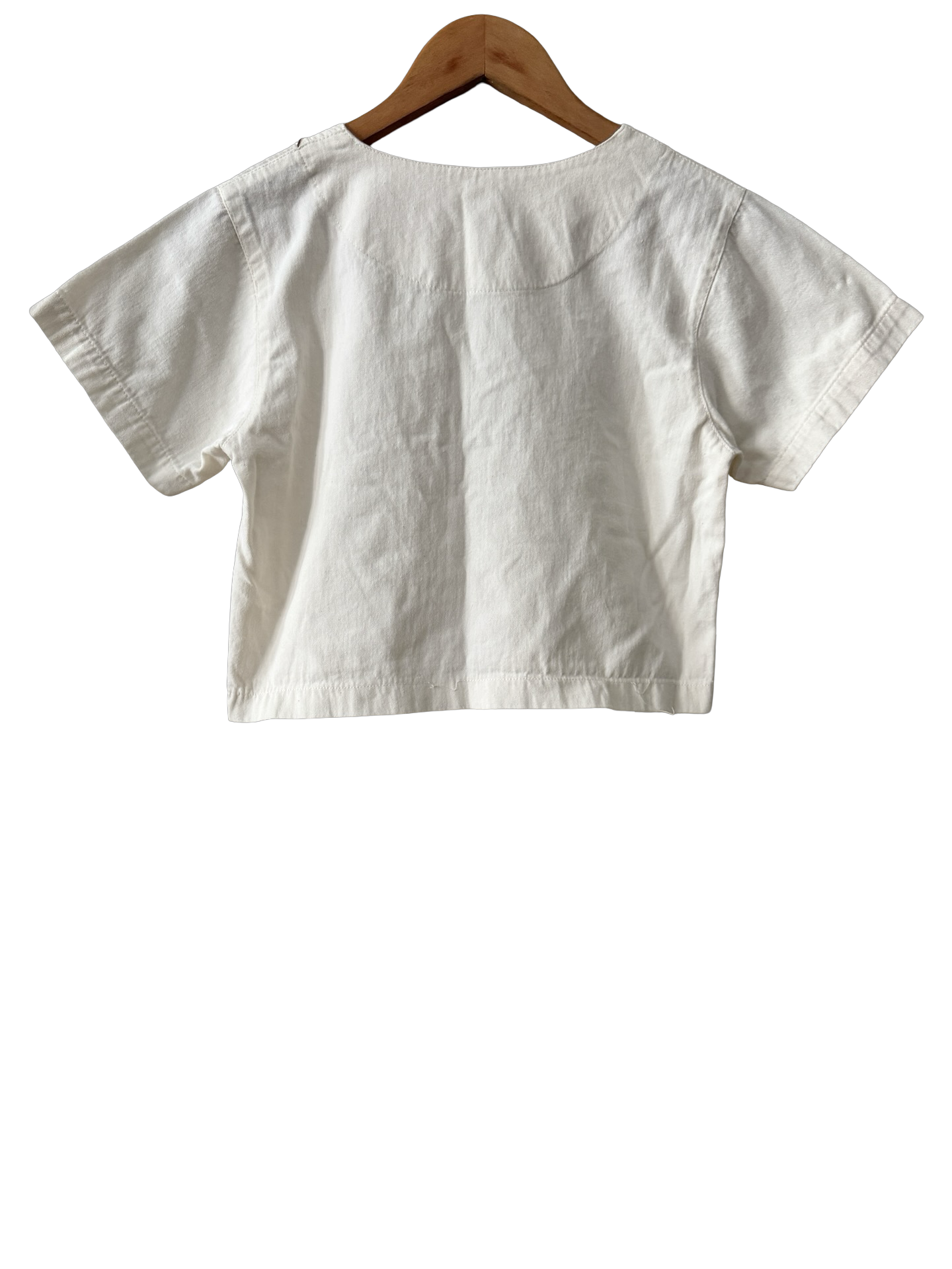 Vintage 80s Cottage Cream Embroidered Crop Top (XS/S)