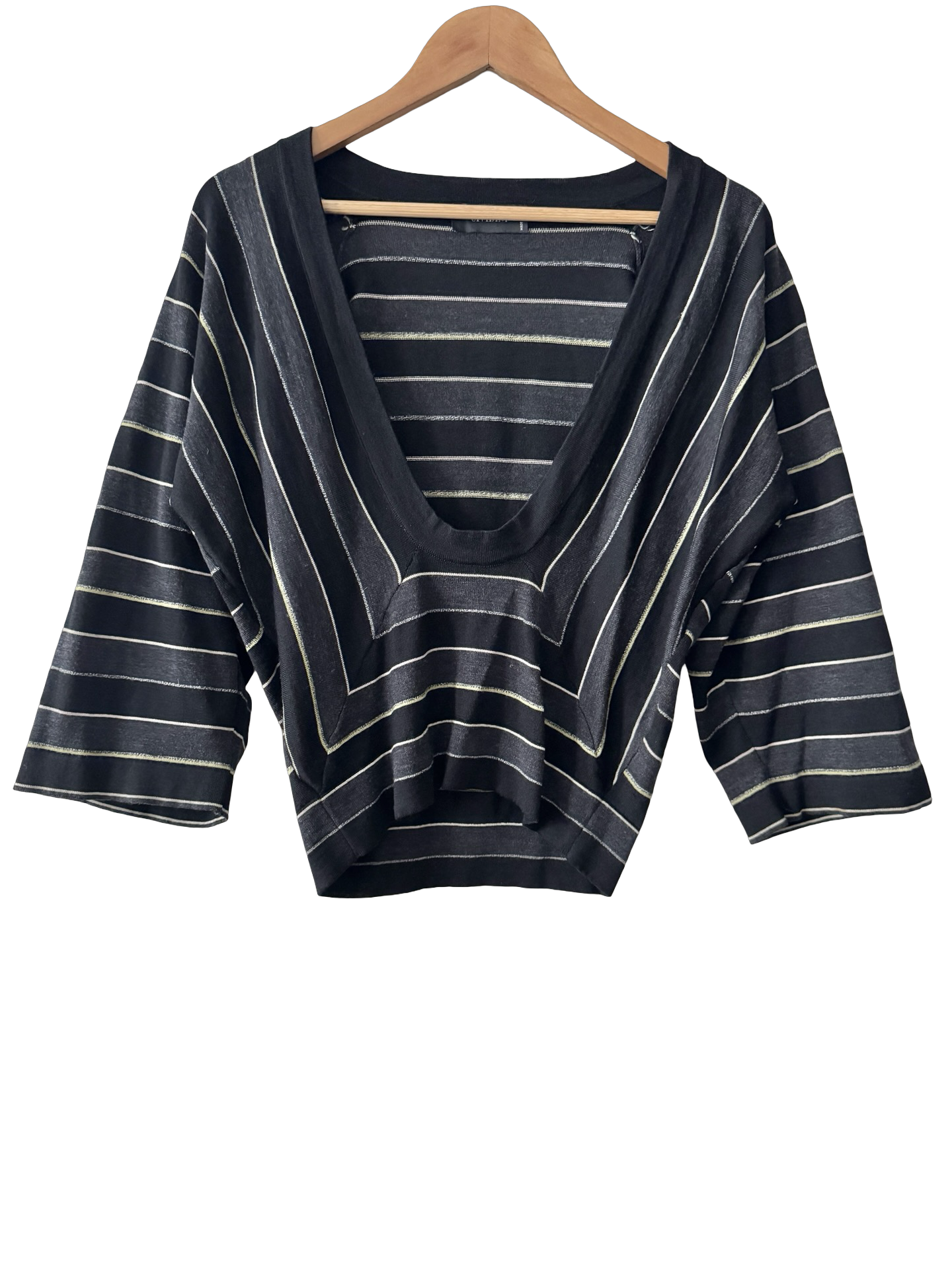 Vintage Y2K Italian Midnight Stripe Draped Knit Top (M)