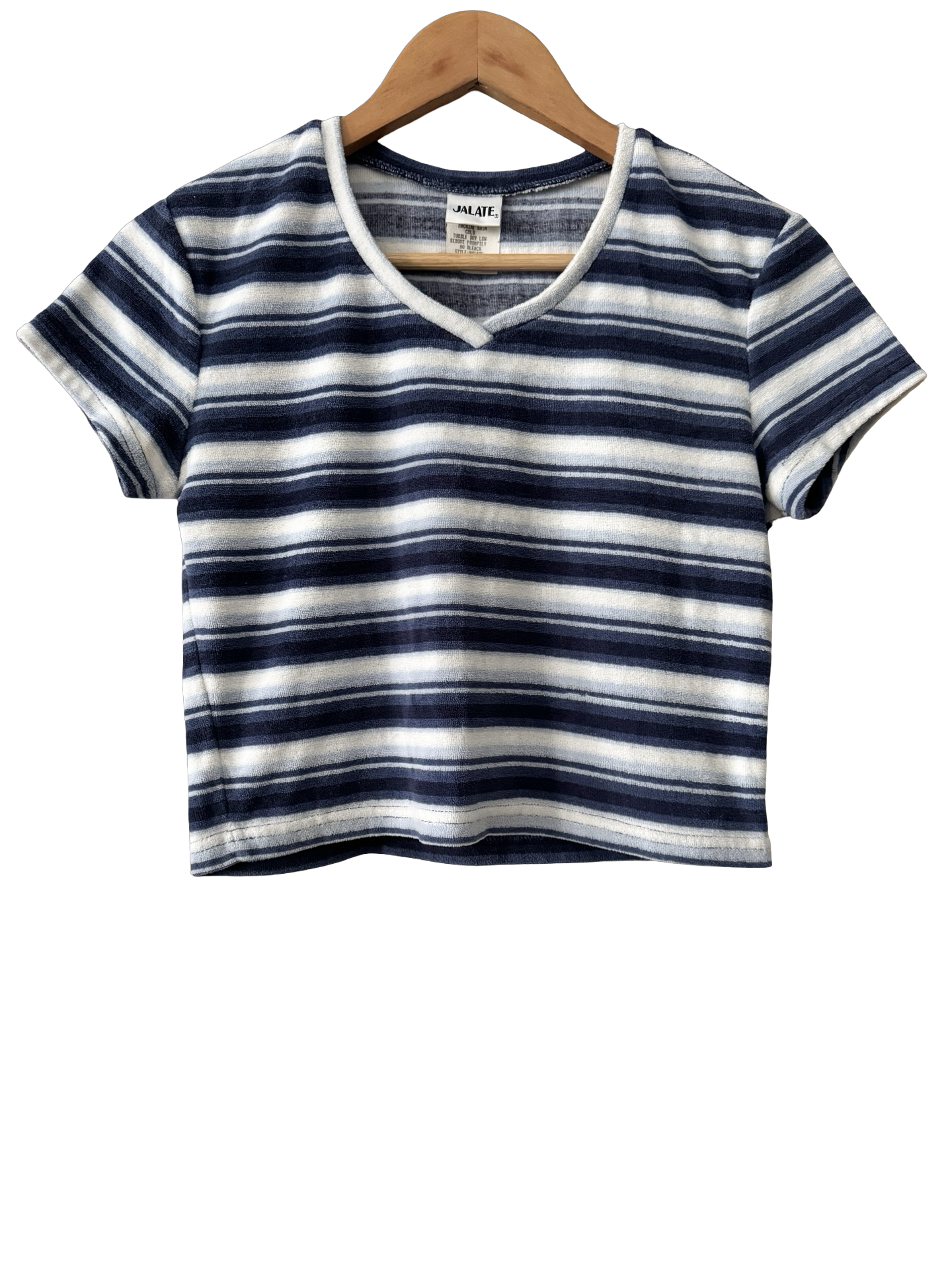 Vintage 90s Blue Harbor Striped Terry Baby Tee (XS/S)