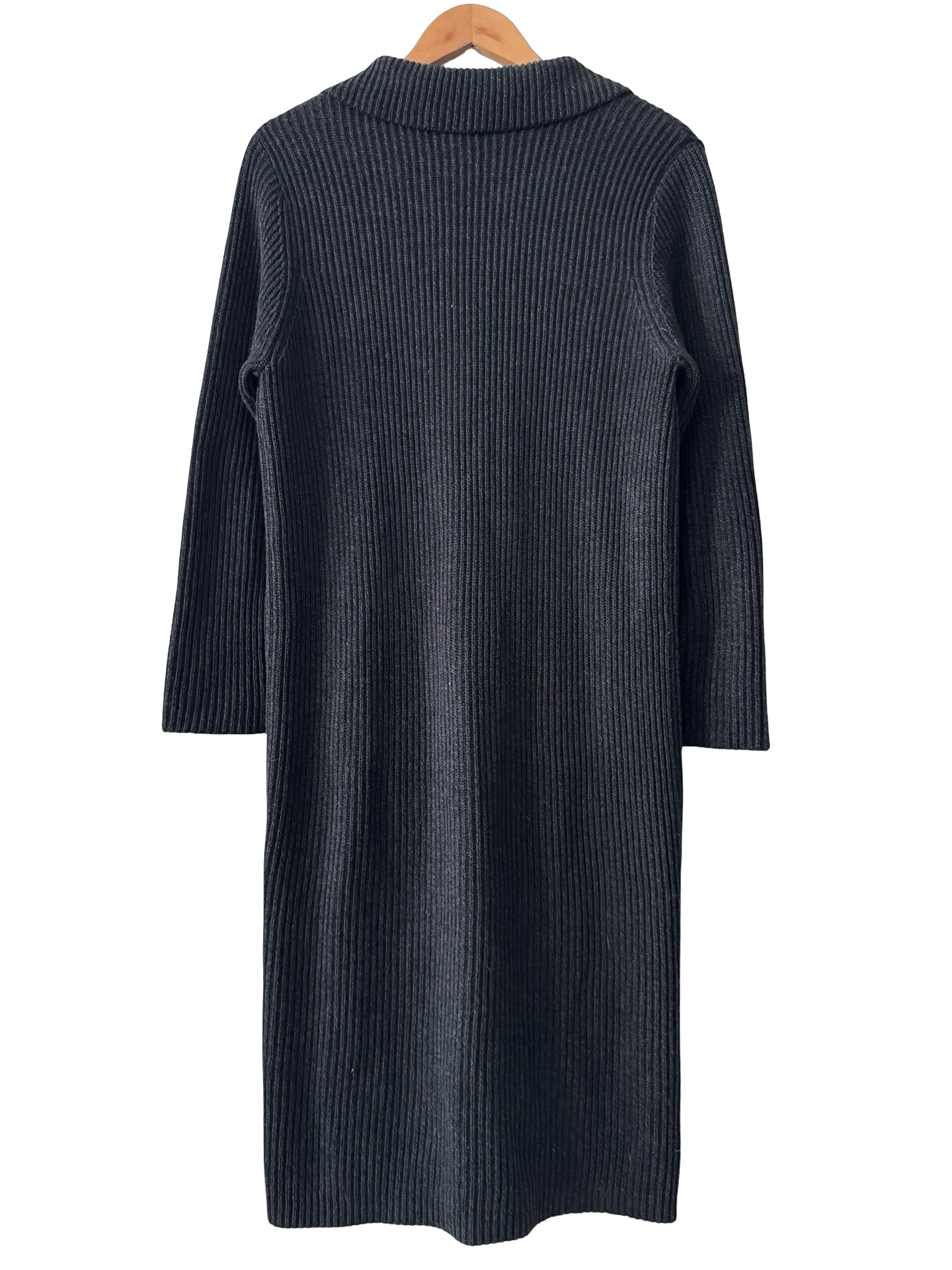 Vintage 90s Midnight Library Ribbed Long Cardigan (L)