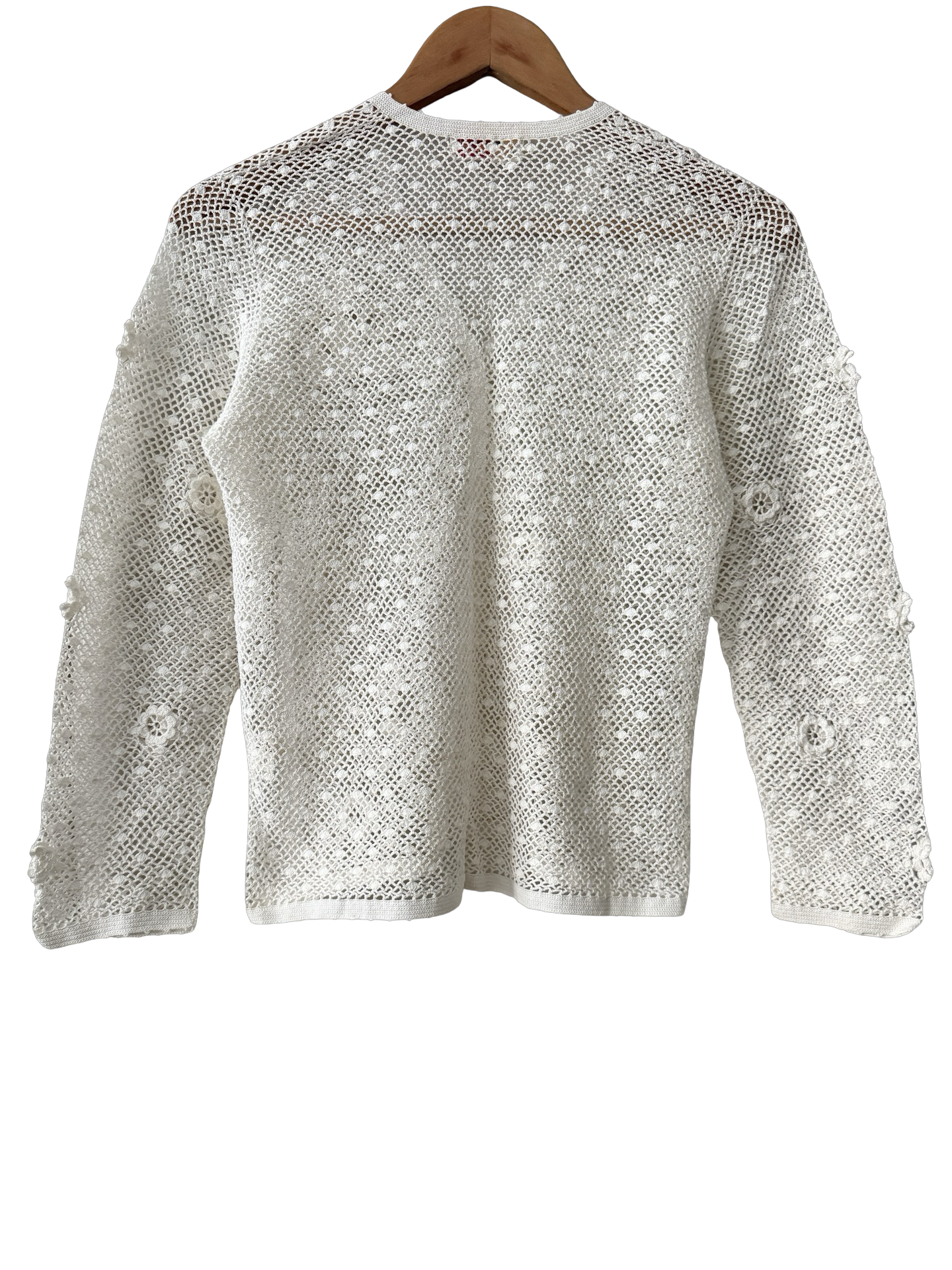 Vintage 80s Romantic Ivory Crochet Floral Cardigan (S/M)