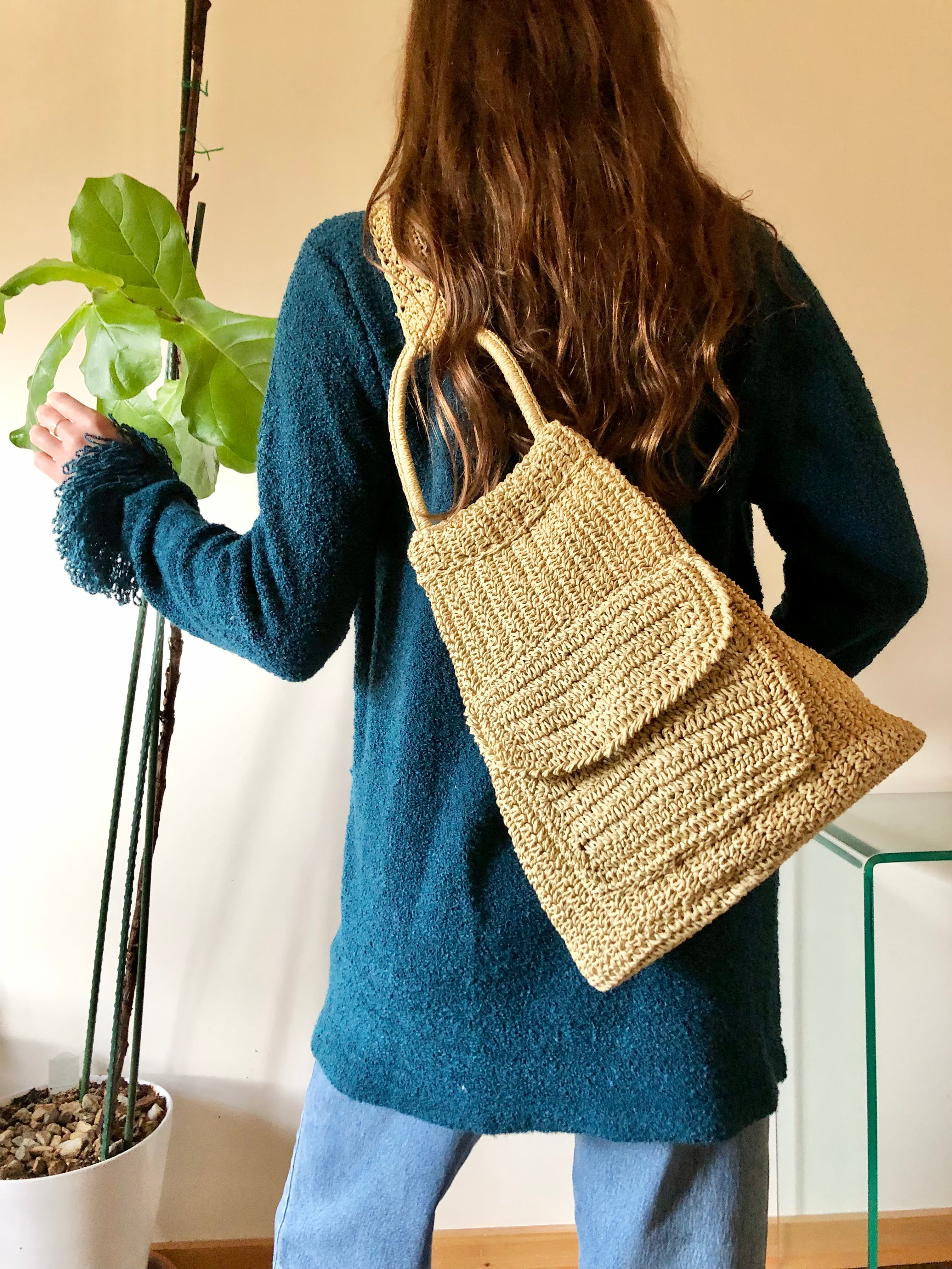 Vintage Cream Woven One Shoulder Backpack