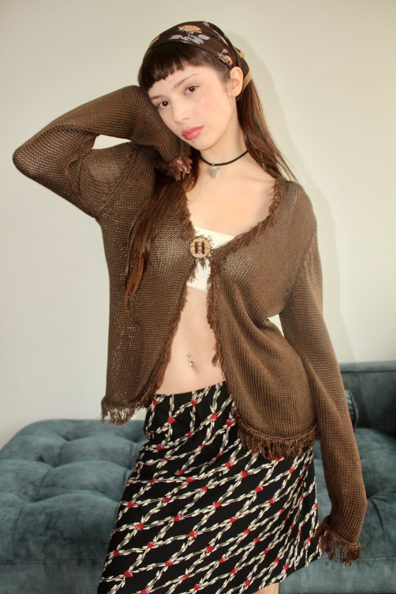 Vintage Shaggy Mesh Chocolate Knit (M)