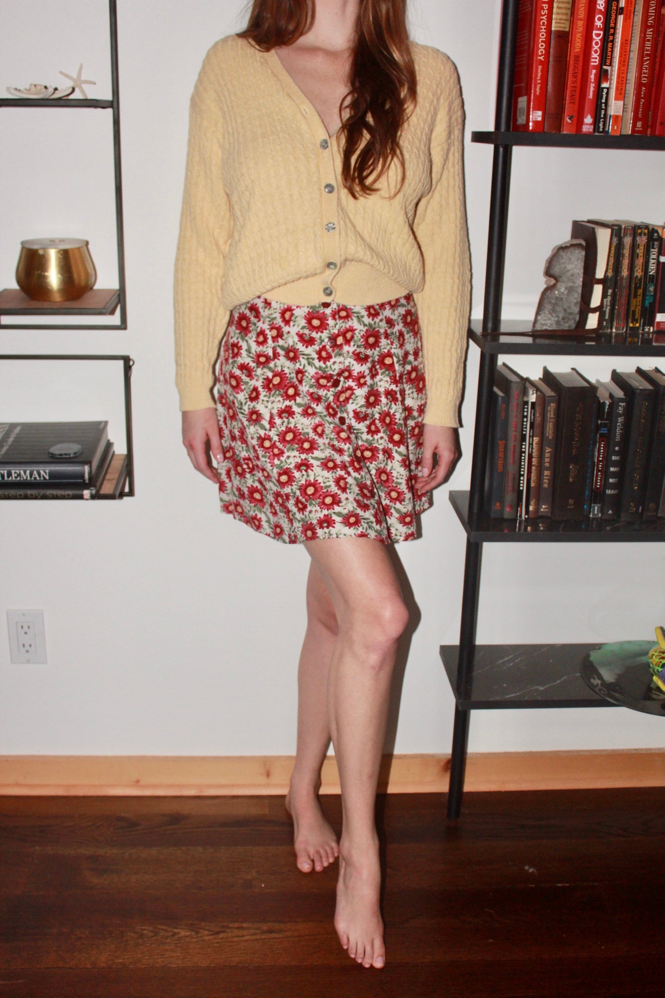 Vintage 90s Floral Button Up Mini Skirt (25-26")