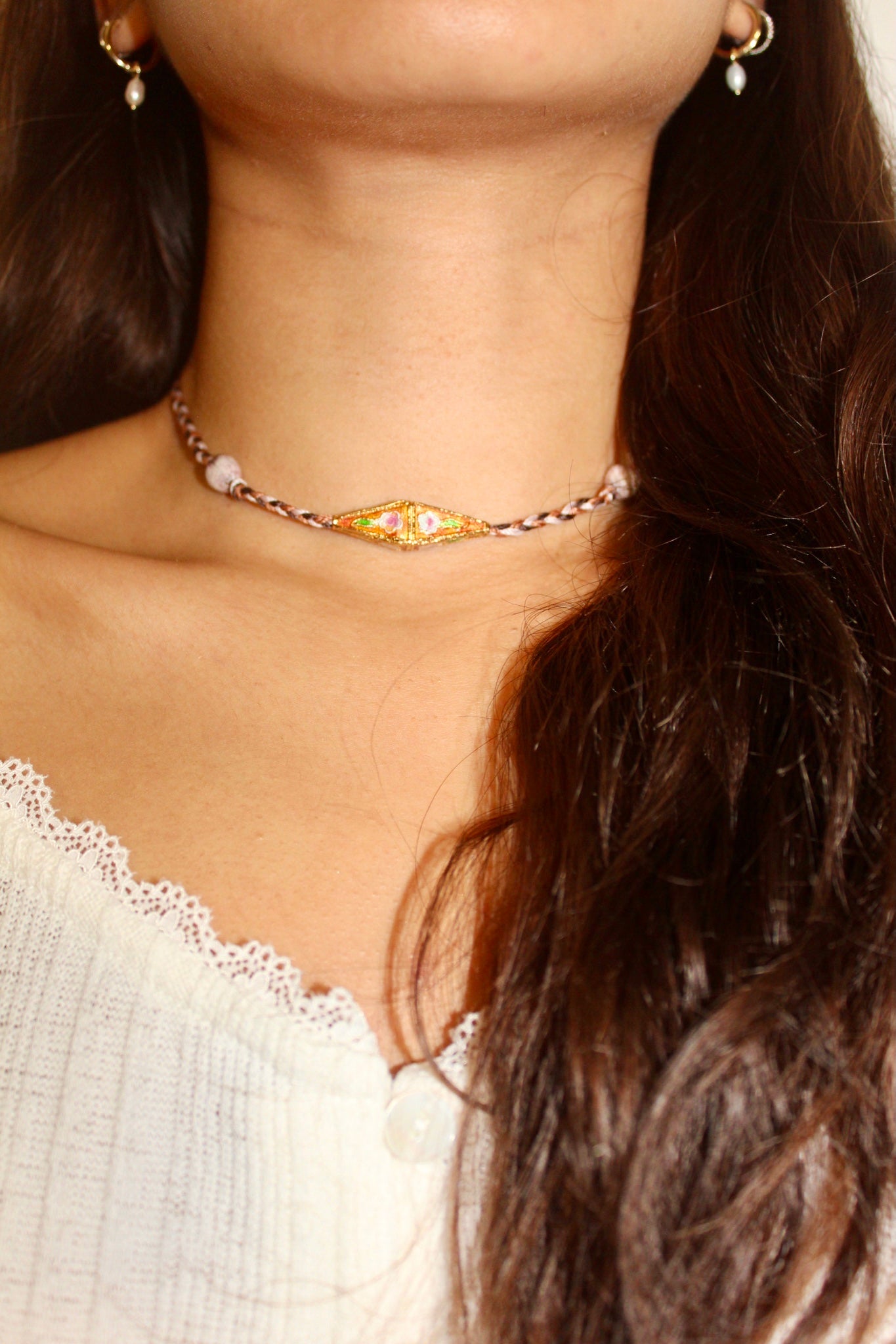 The Vintage Braided Cloisonné Choker- Marigold