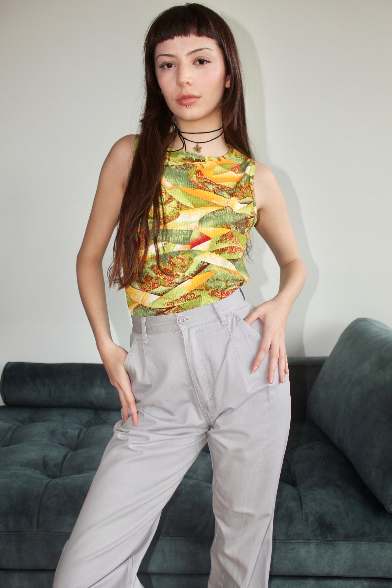 Vintage 90s Abstract Knit Tank (S-M)