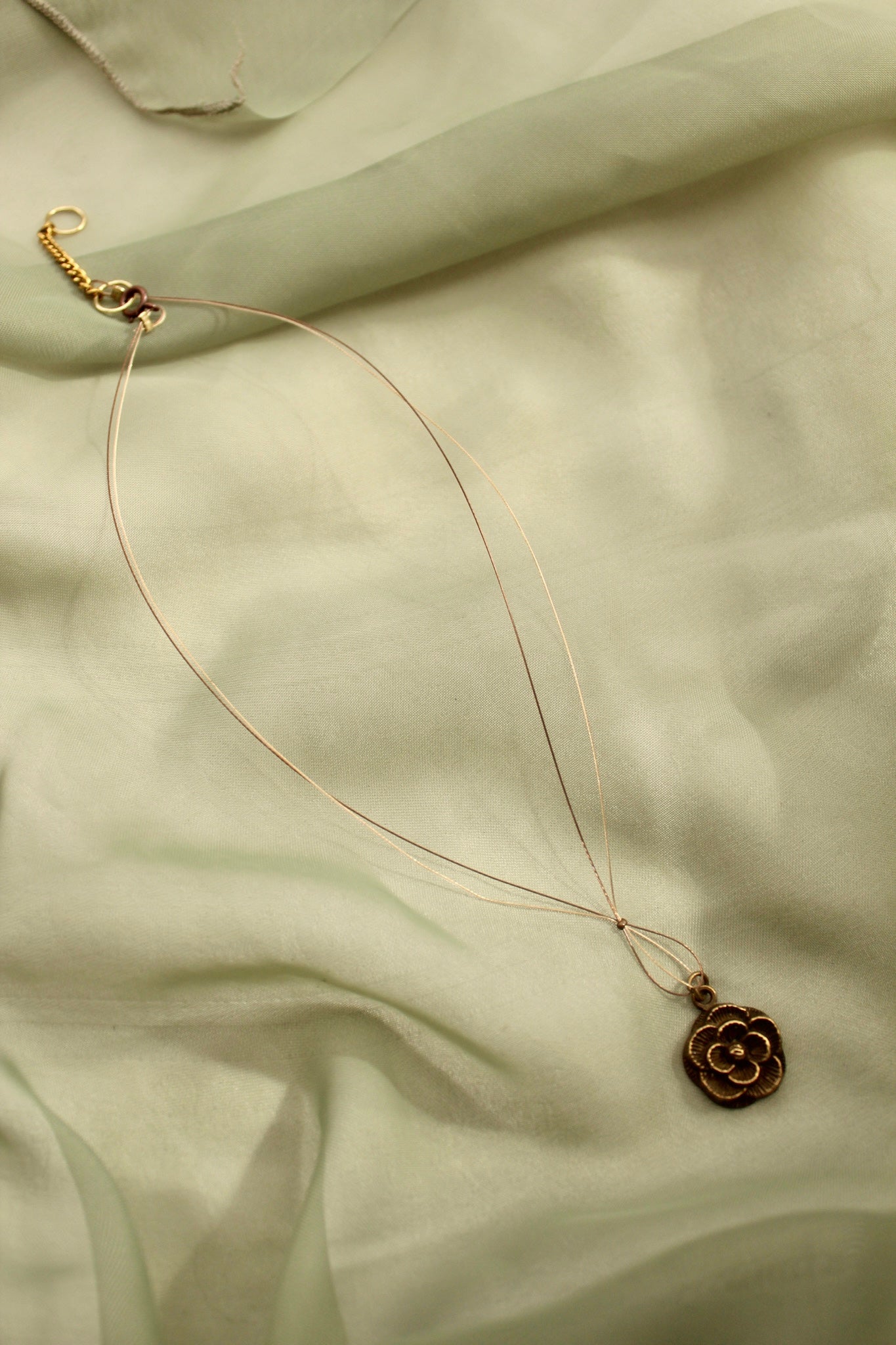 Dainty Handmade Rose Shaped with Unique Double Fine Cord Necklace