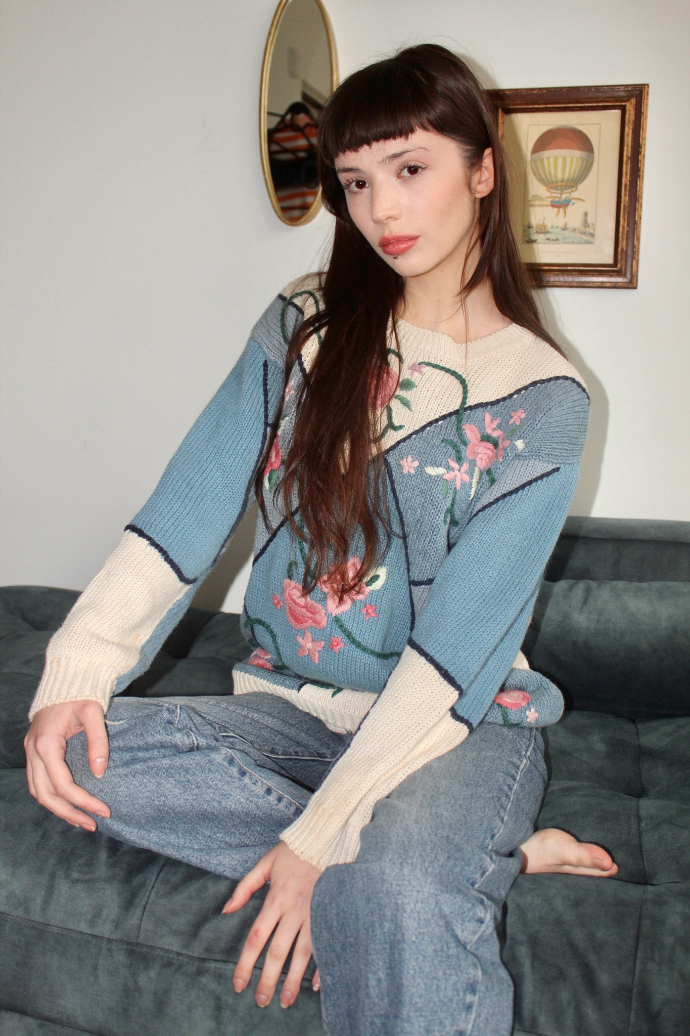 Vintage 90s Chunky Abstract Floral Knit (M/L)