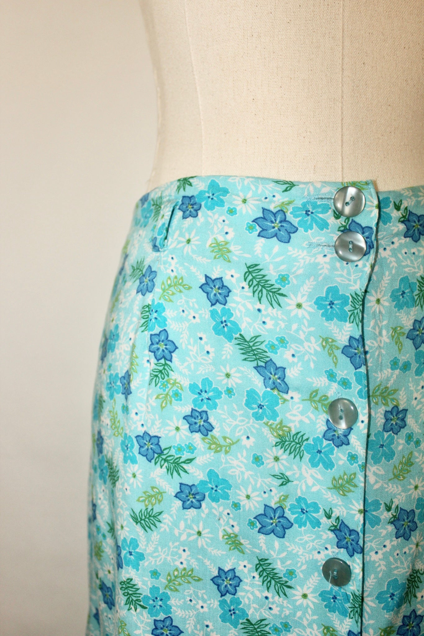 Vintage 90s Floral Button Up Midi Skirt (M)