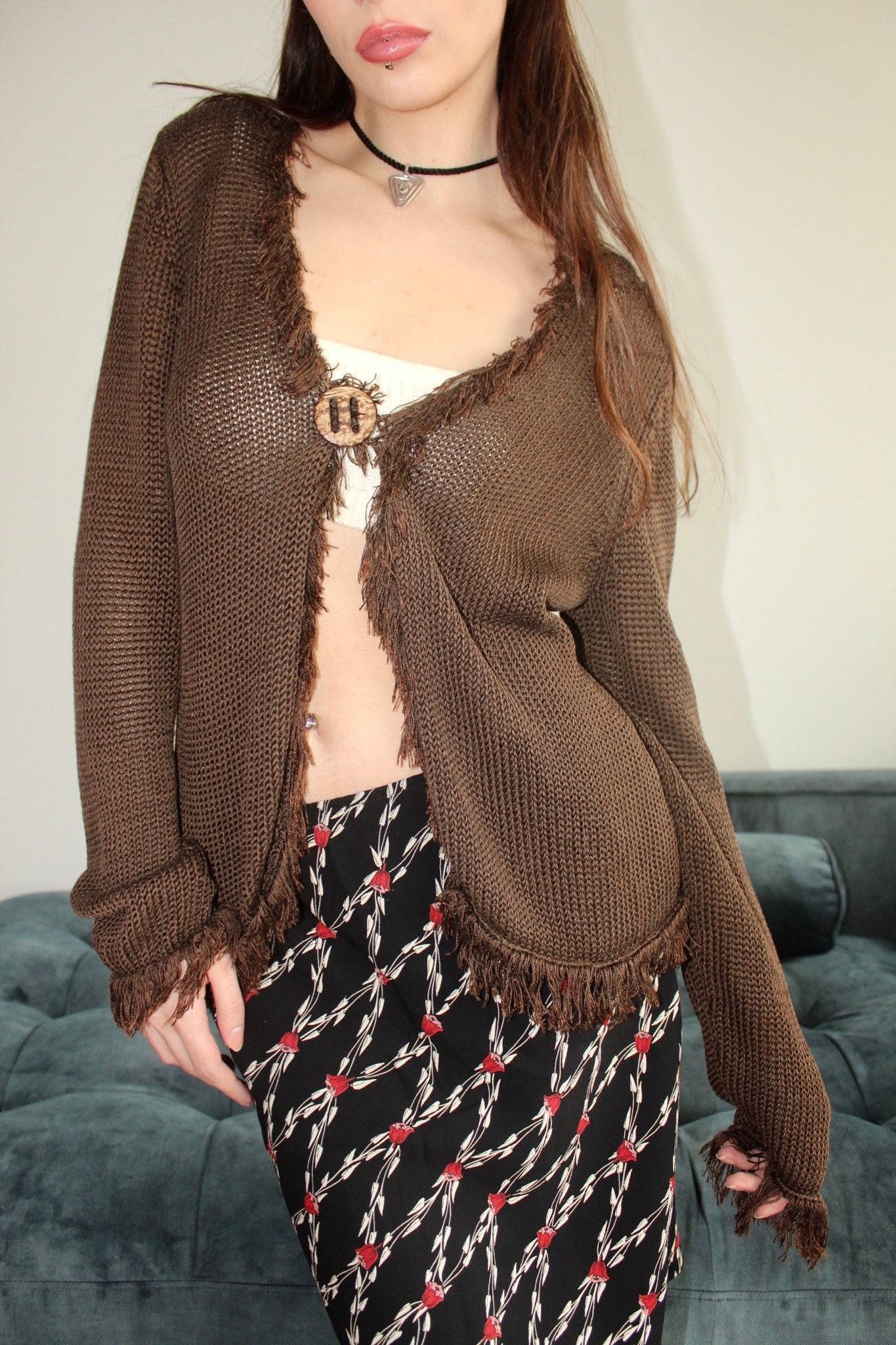 Vintage Shaggy Mesh Chocolate Knit (M)