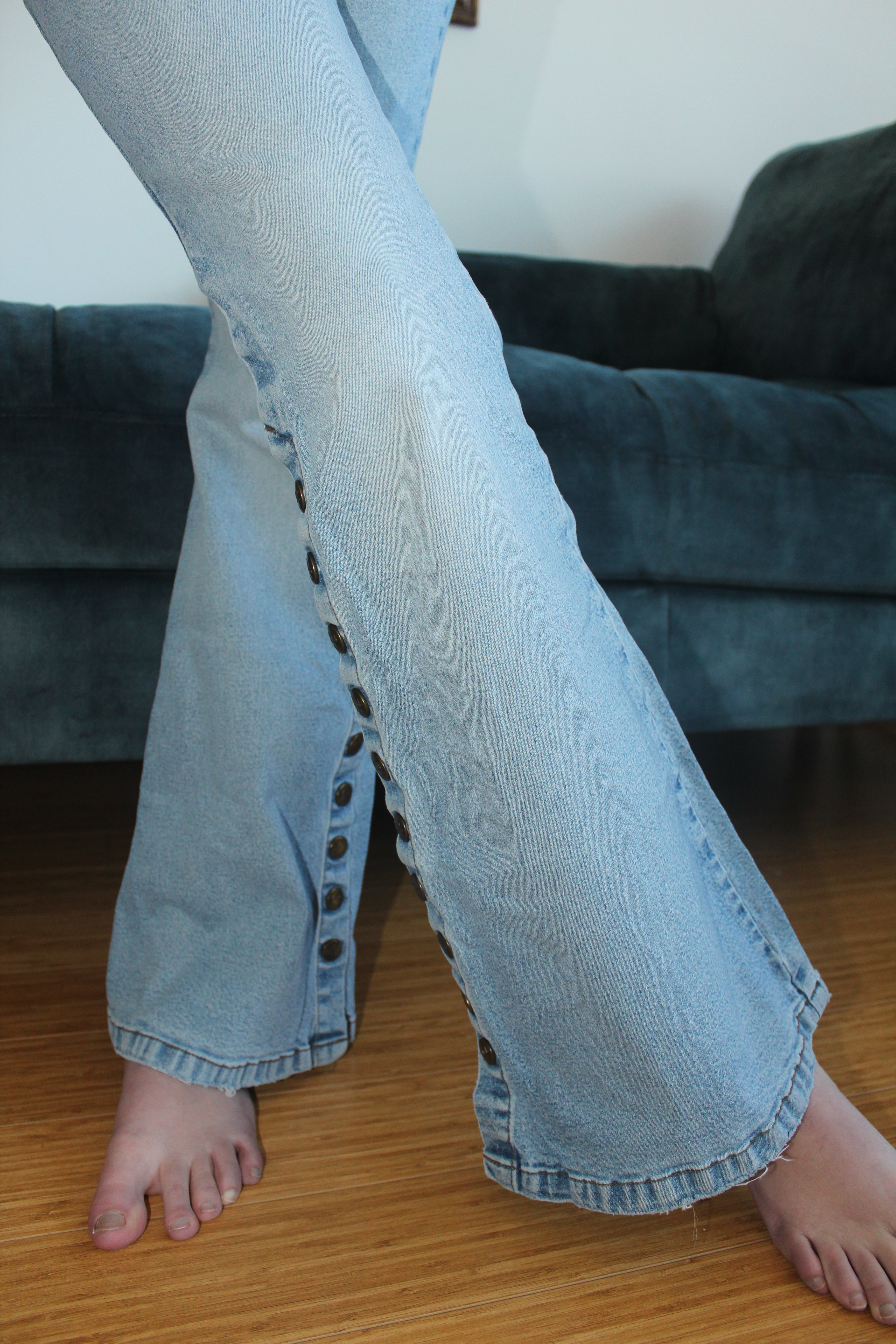 Vintage 90s Button Snap Denim Flares (27"/28")