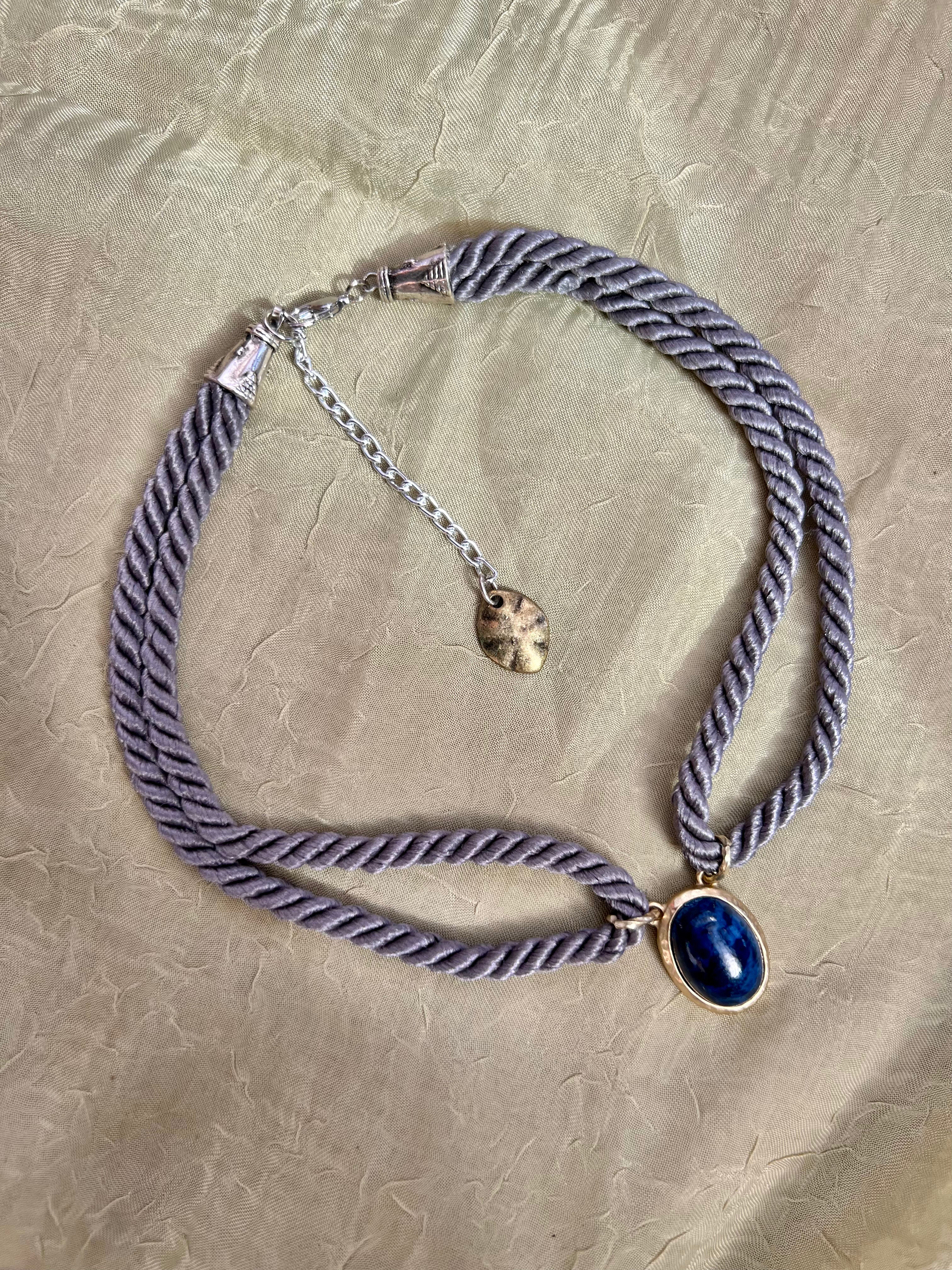 Cobalt Oval Double Loop Rope Choker