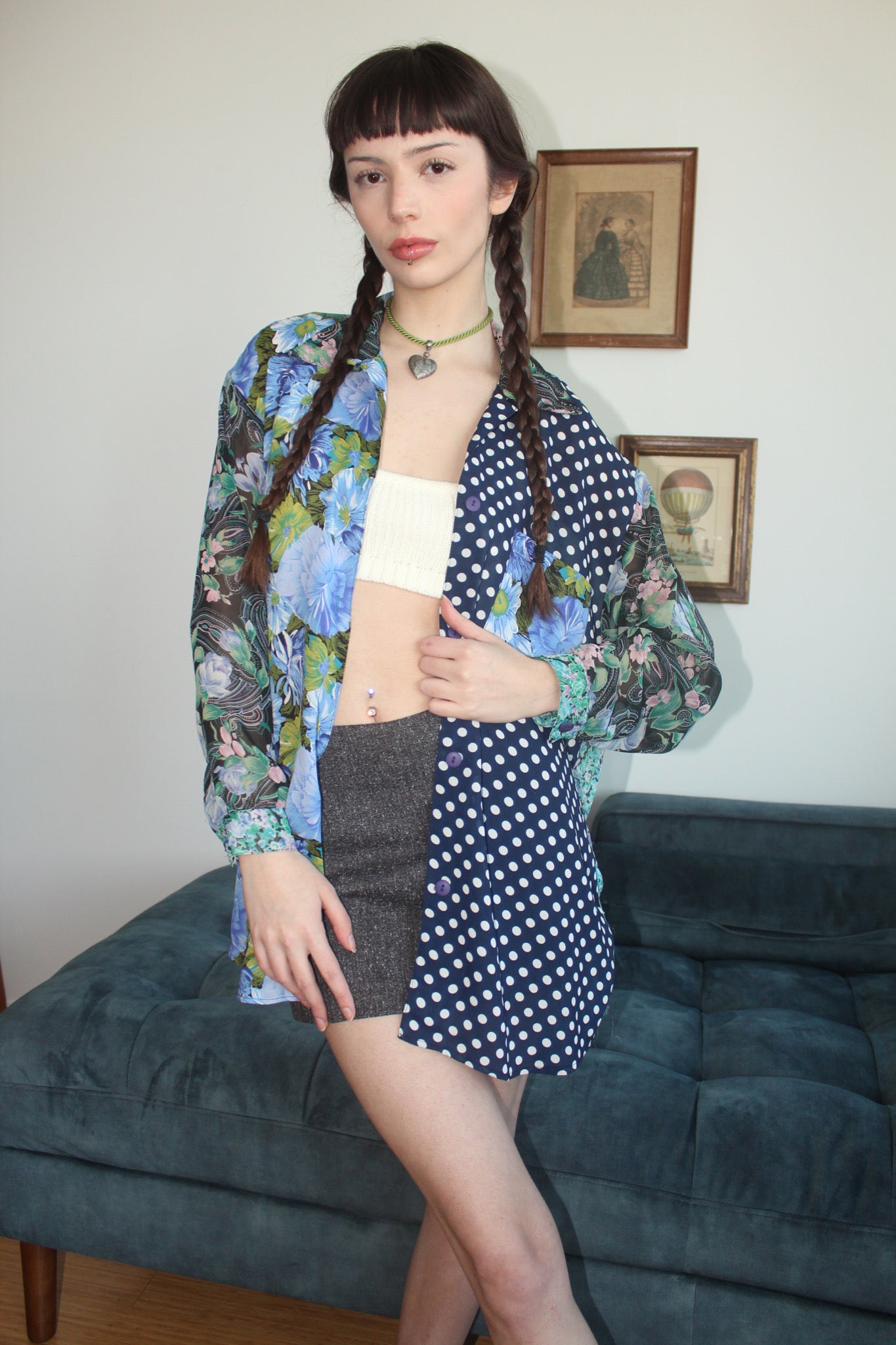 Vintage 90s Patchwork Button Up (M/L)