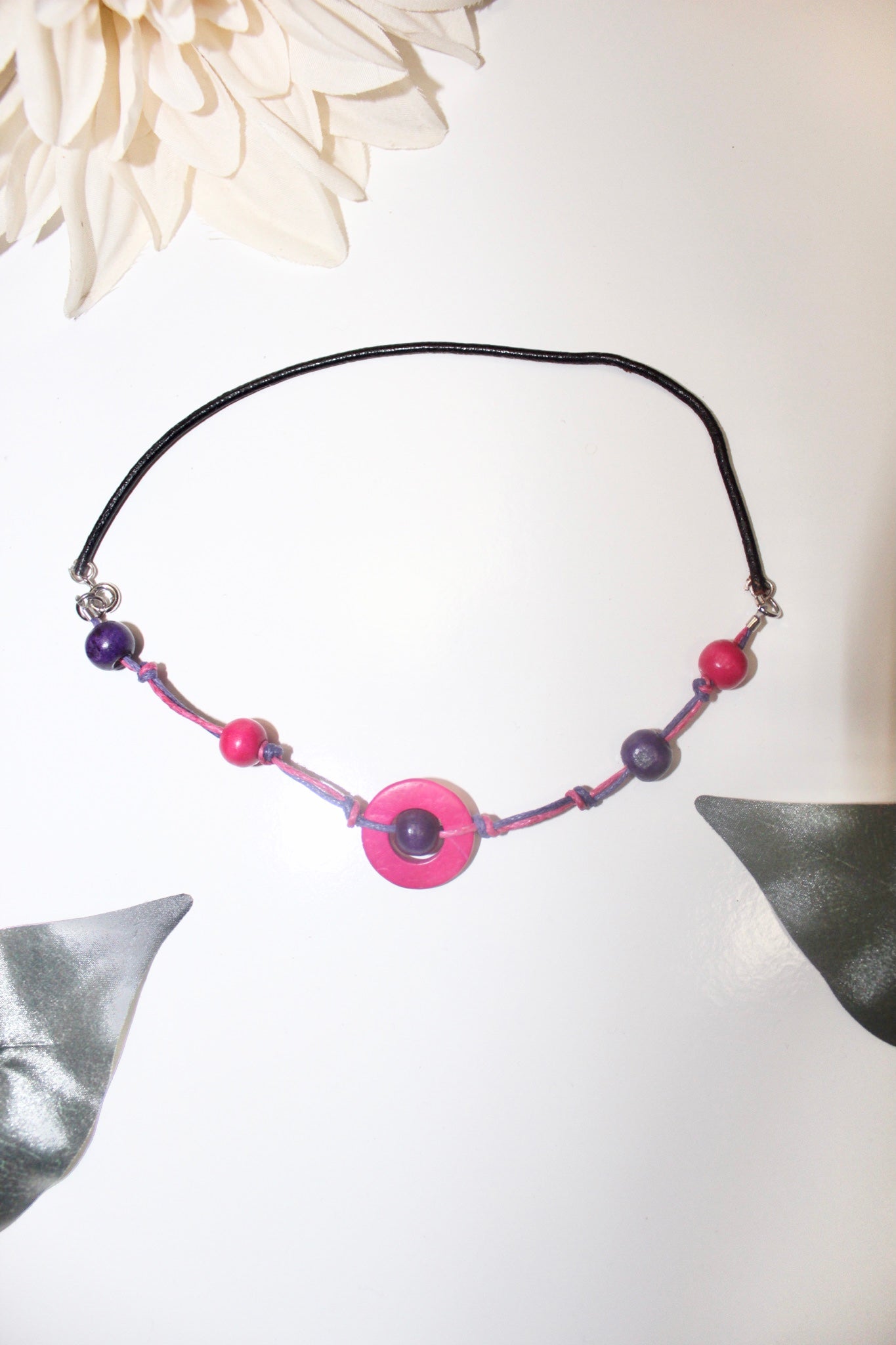 Raspberry Wooden Beaded Choker