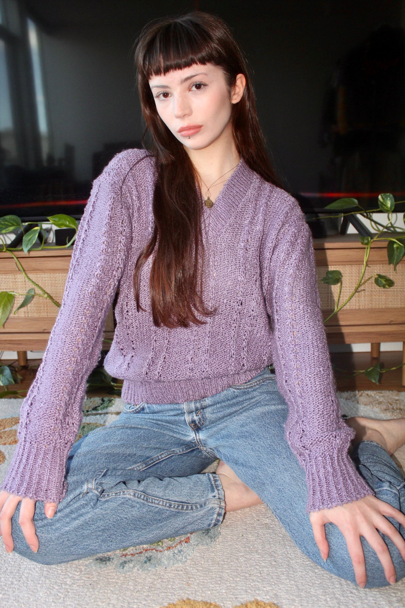 Vintage Style Knit Vintage Lavender Knit 90s Knit