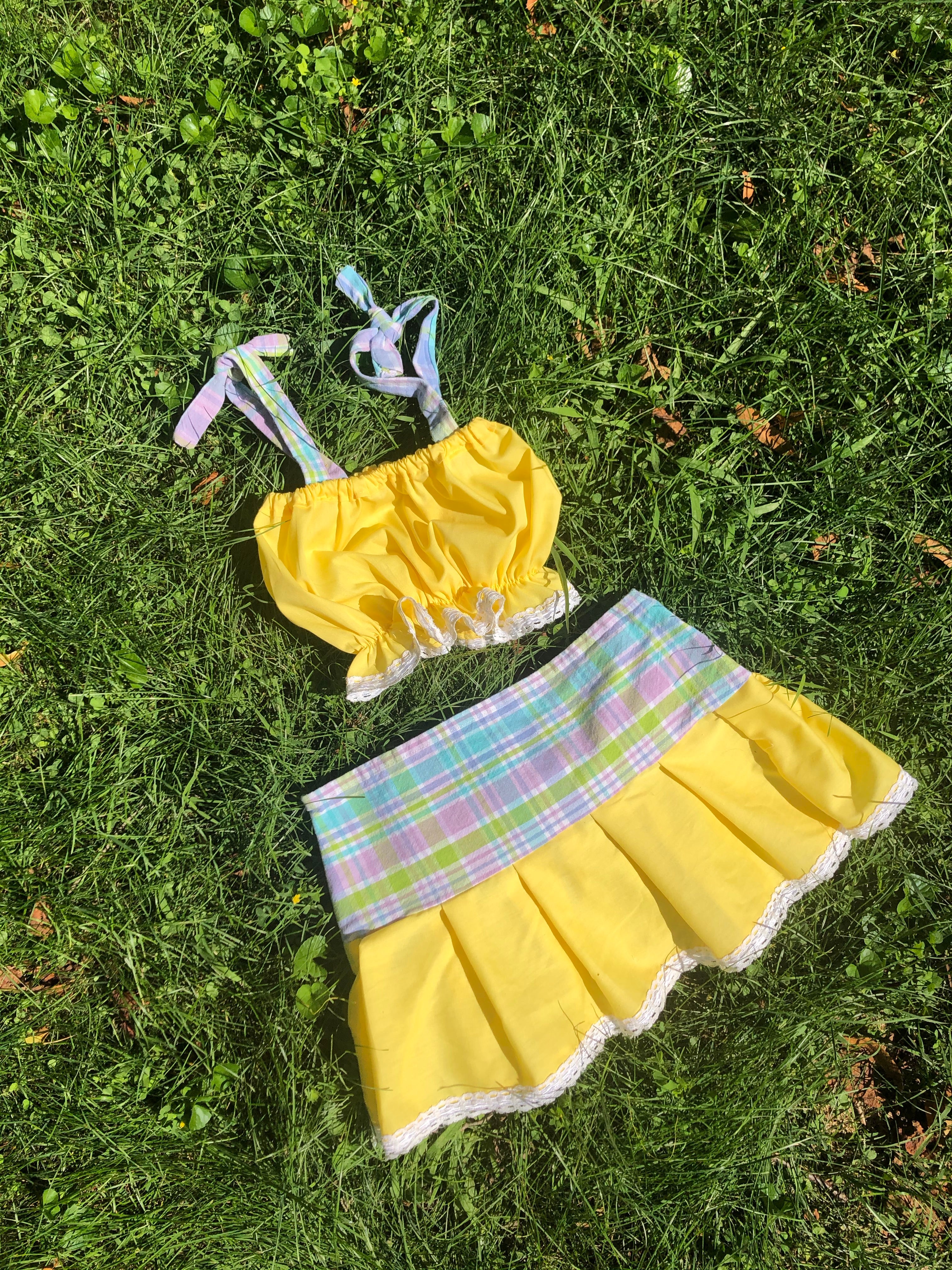 The Playground Set— Lemon Plaid Print