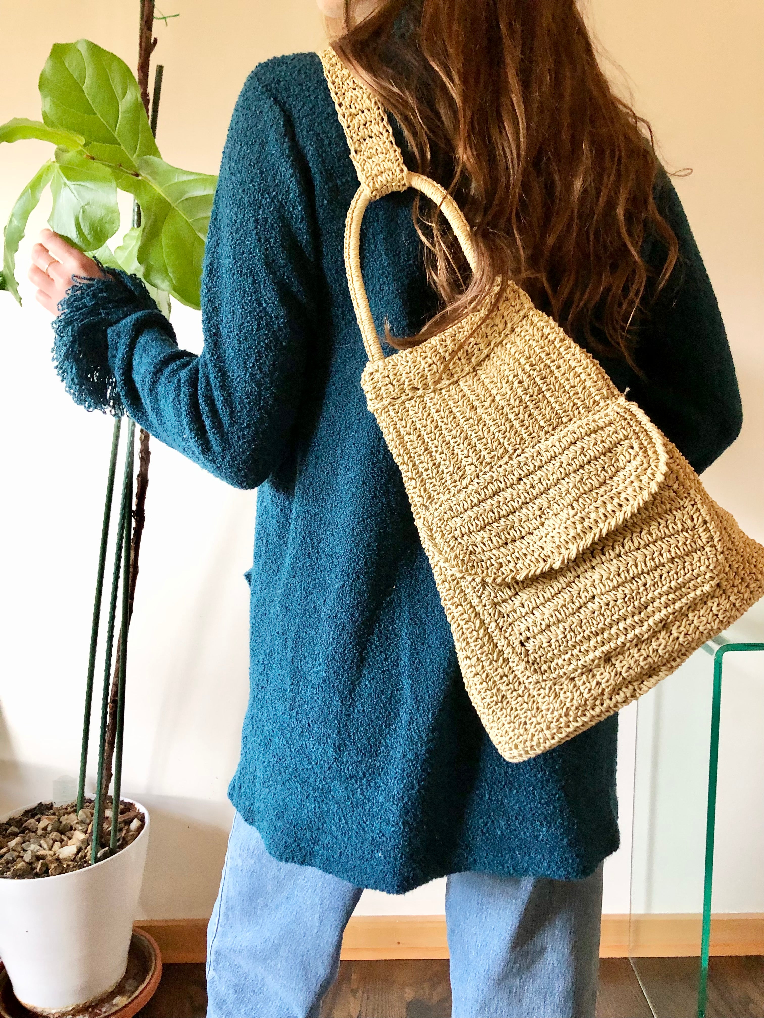 Vintage Cream Woven One Shoulder Backpack