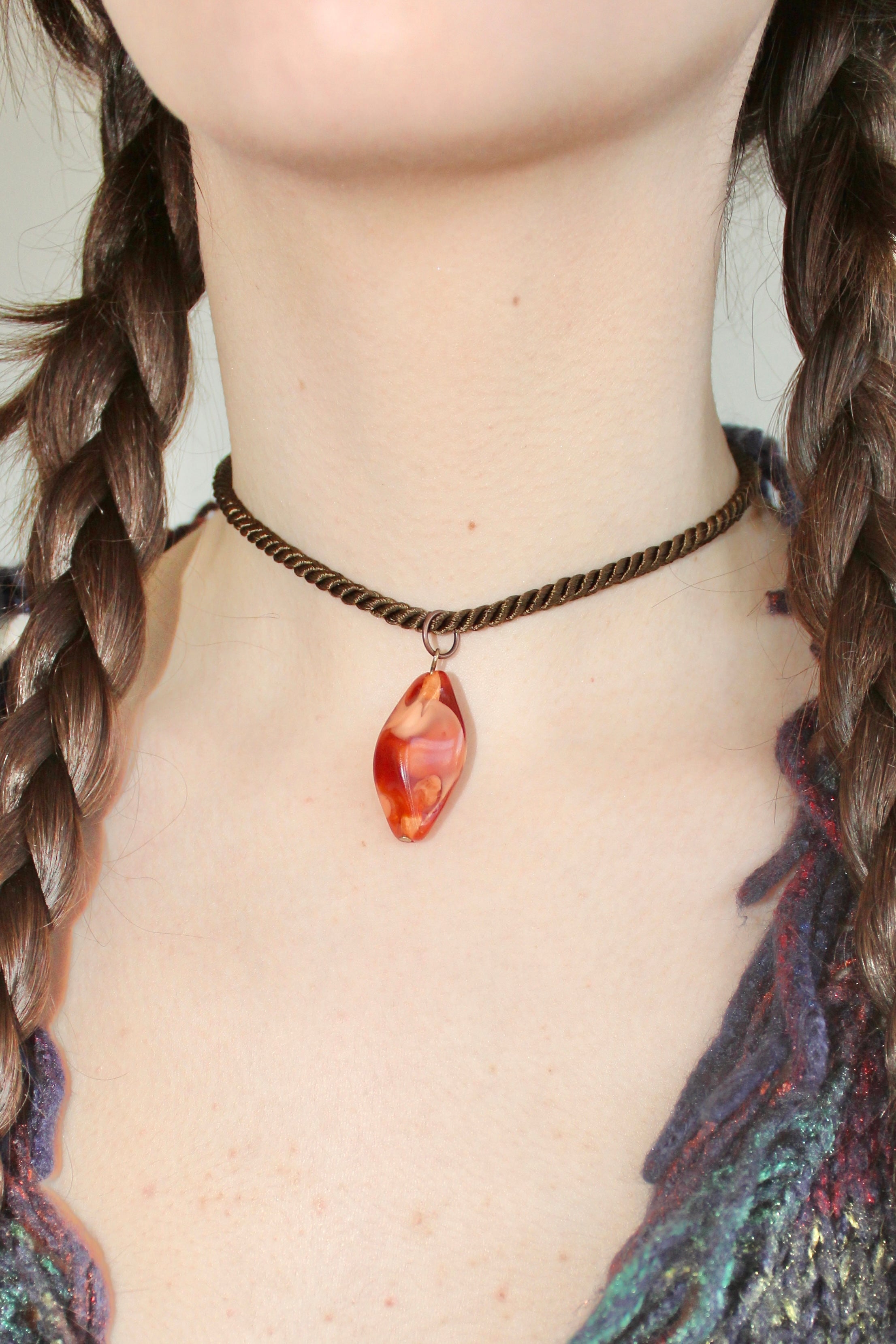 Peach Swirl Jade-Like Rope Choker