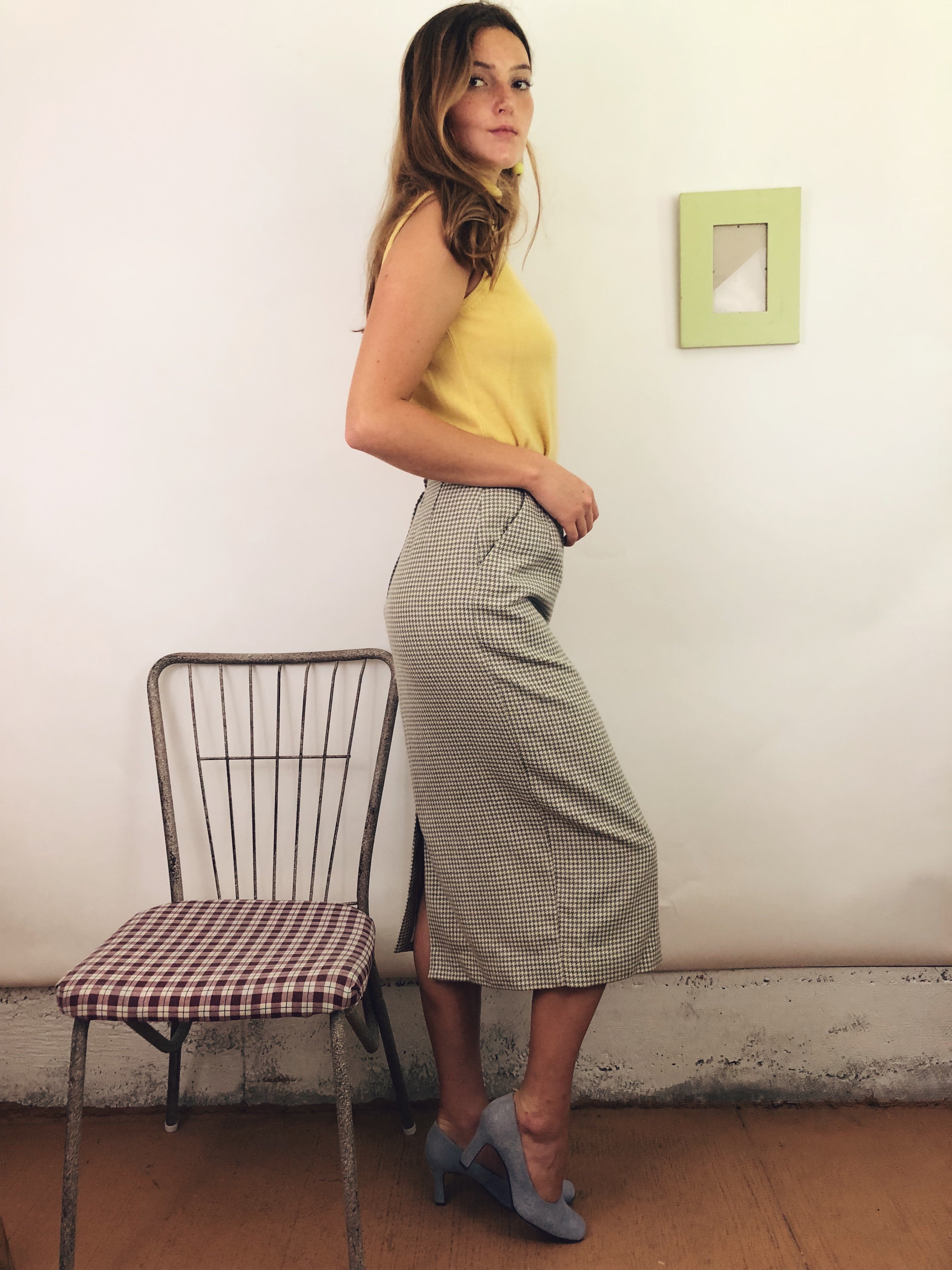 Highwaisted Mia Plaid Midi Skirt (25/26)