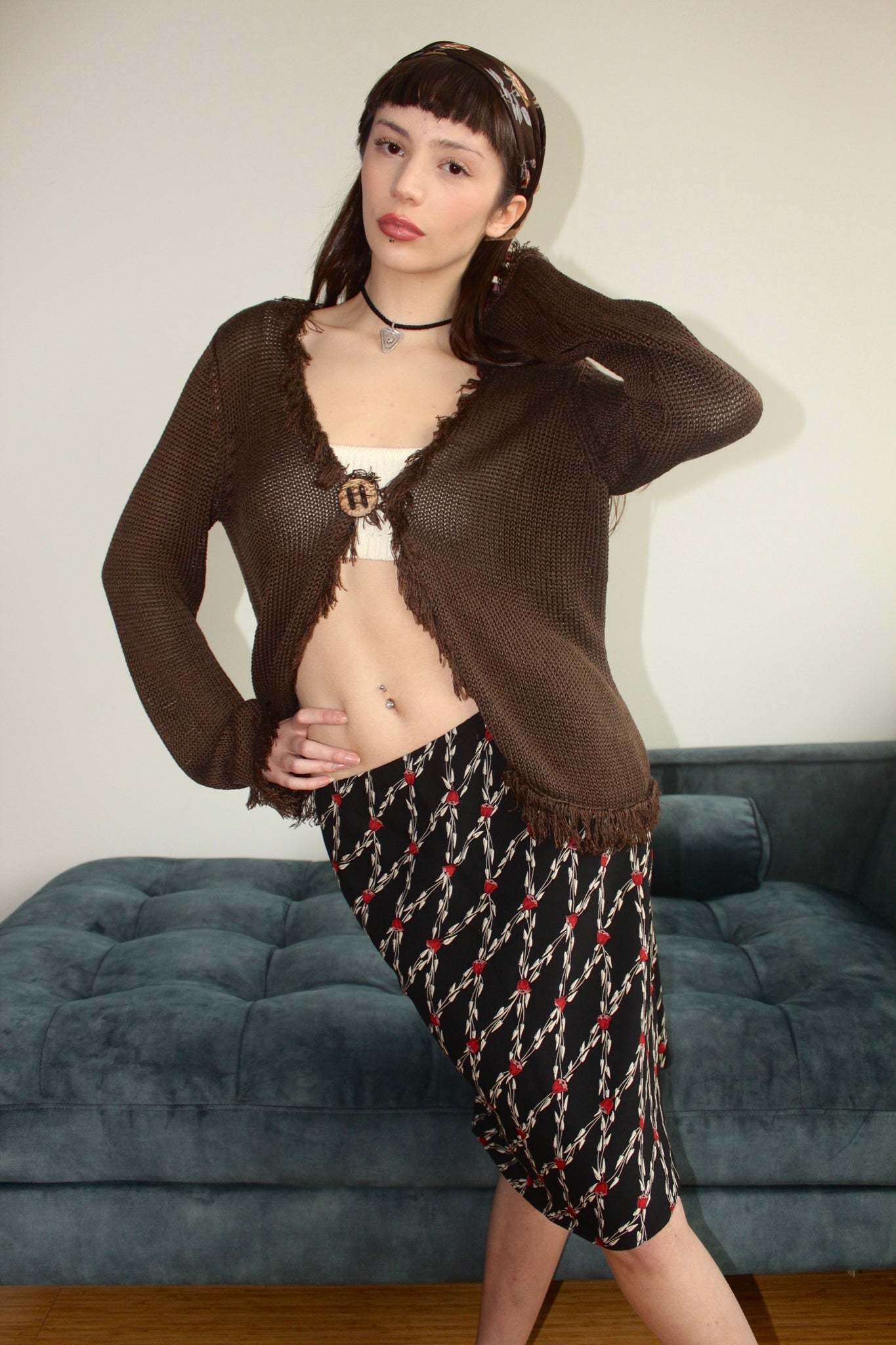 Vintage Shaggy Mesh Chocolate Knit (M)