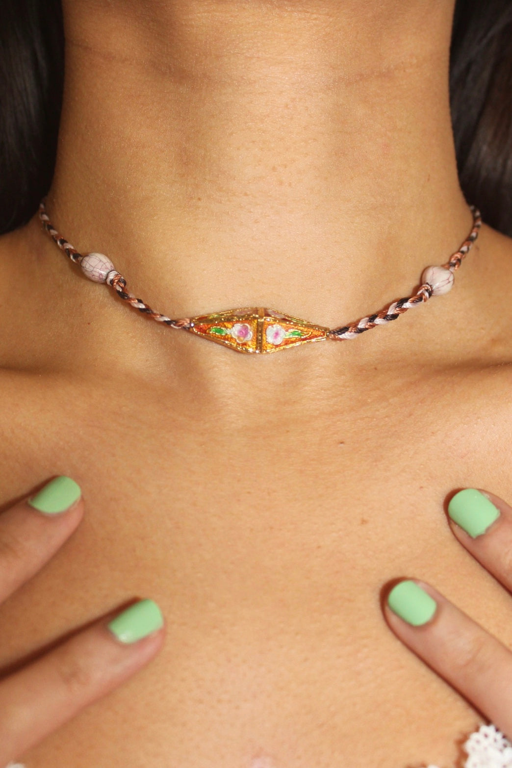 The Vintage Braided Cloisonné Choker- Marigold