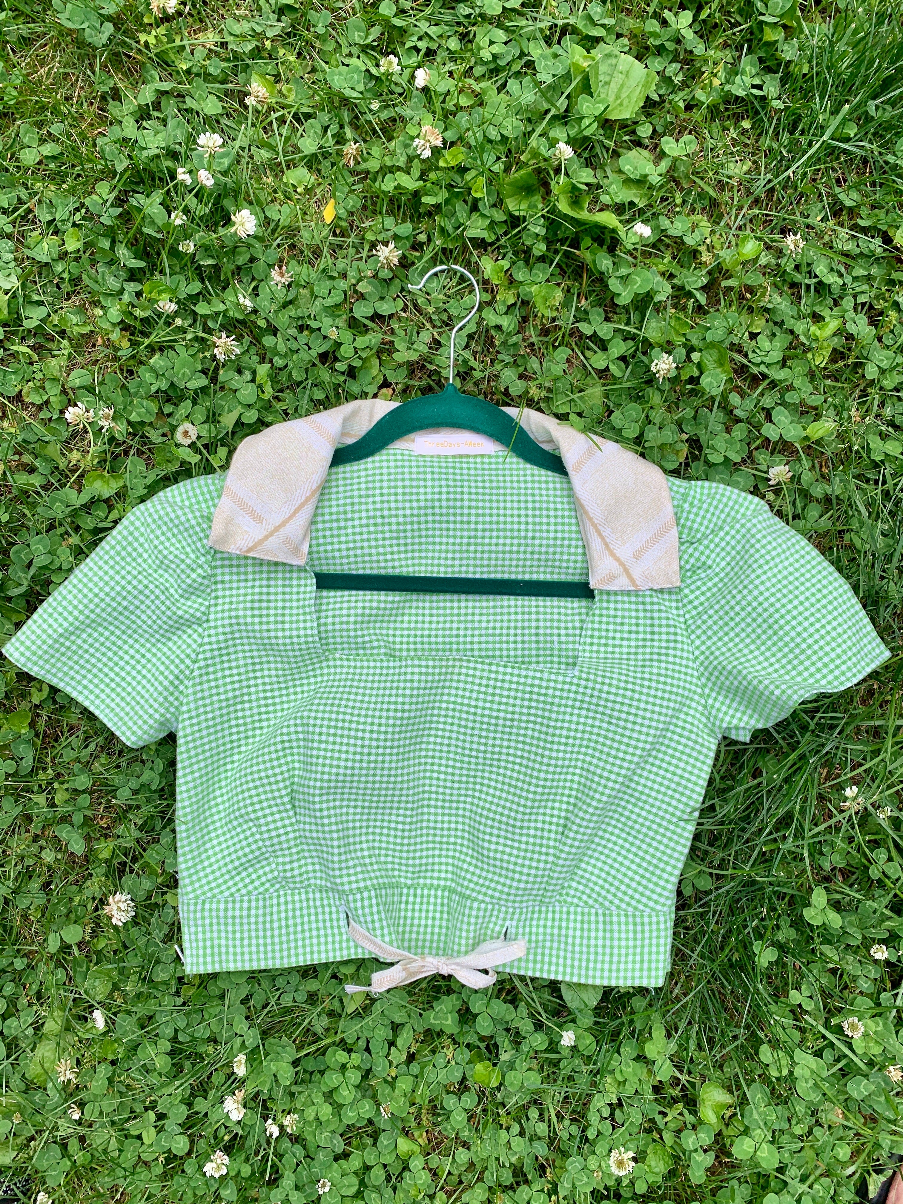 The Tennis Top - Green Gingham Print