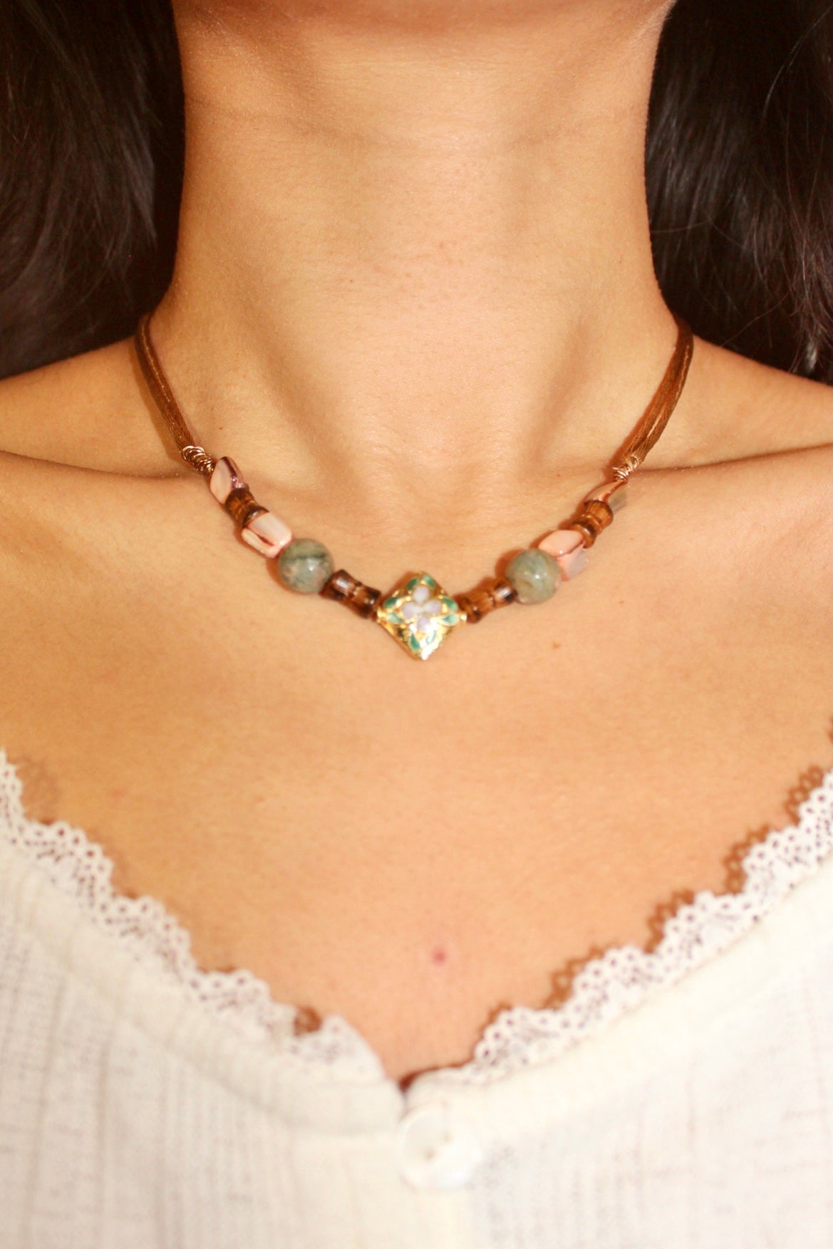 Floral Cloisonné Choker