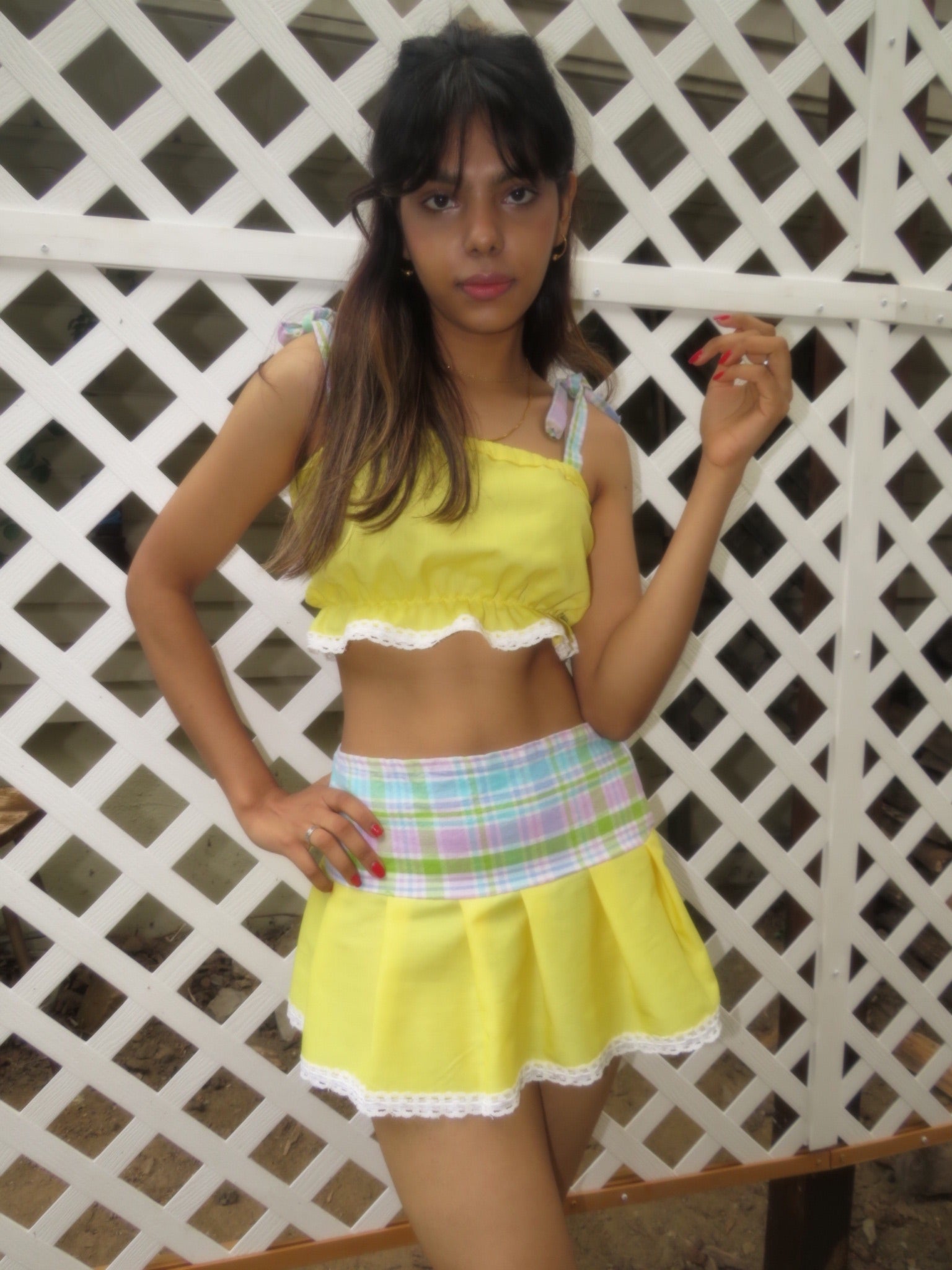 The Playground Skirt— Lemon Plaid Print